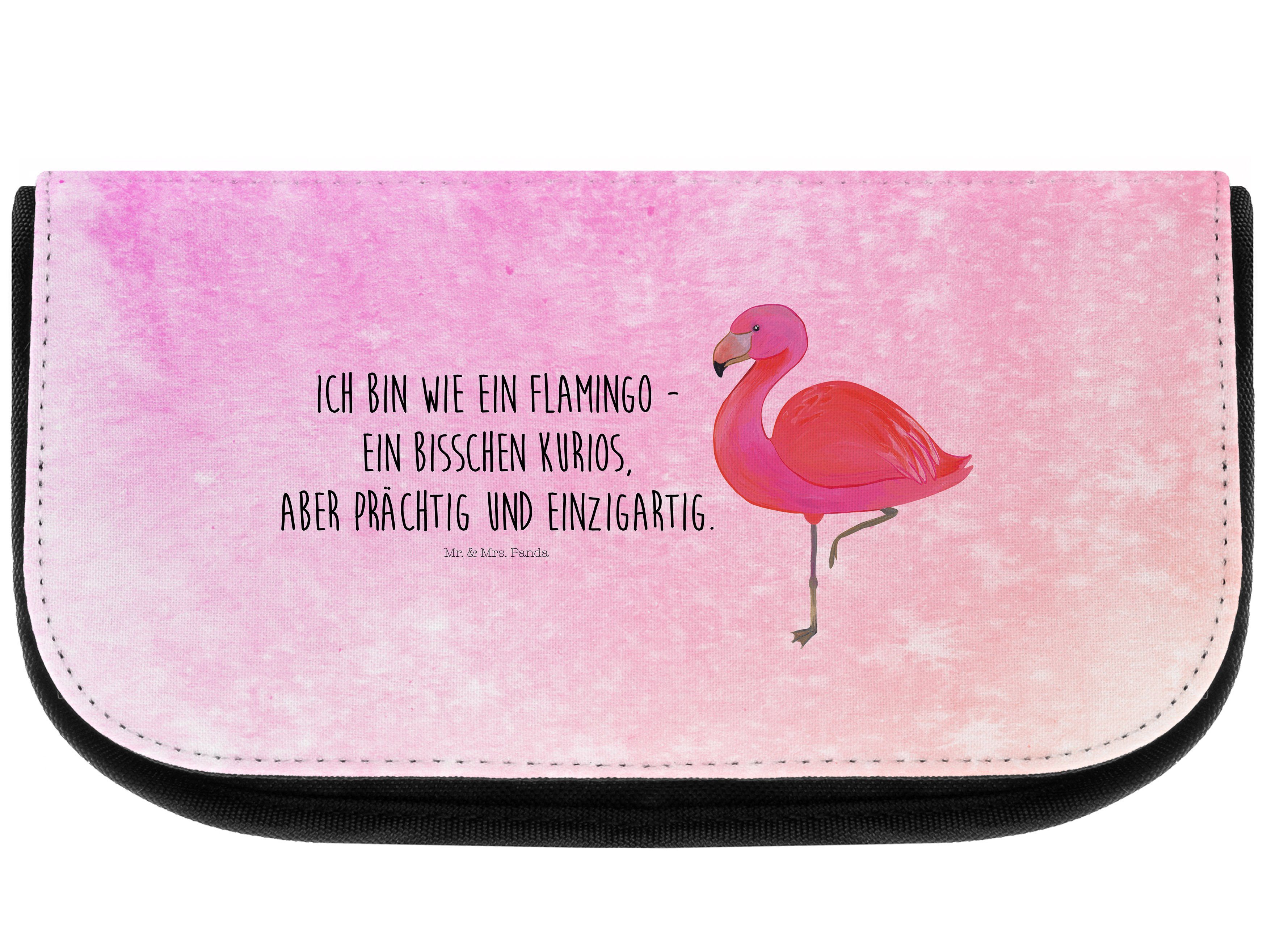 Damen Kulturbeutel Mr. & Mrs. Panda Kosmetiktasche Flamingo classic - Aquarell Pink - Geschwister, Freundin, stolz, Make-Up Tasc