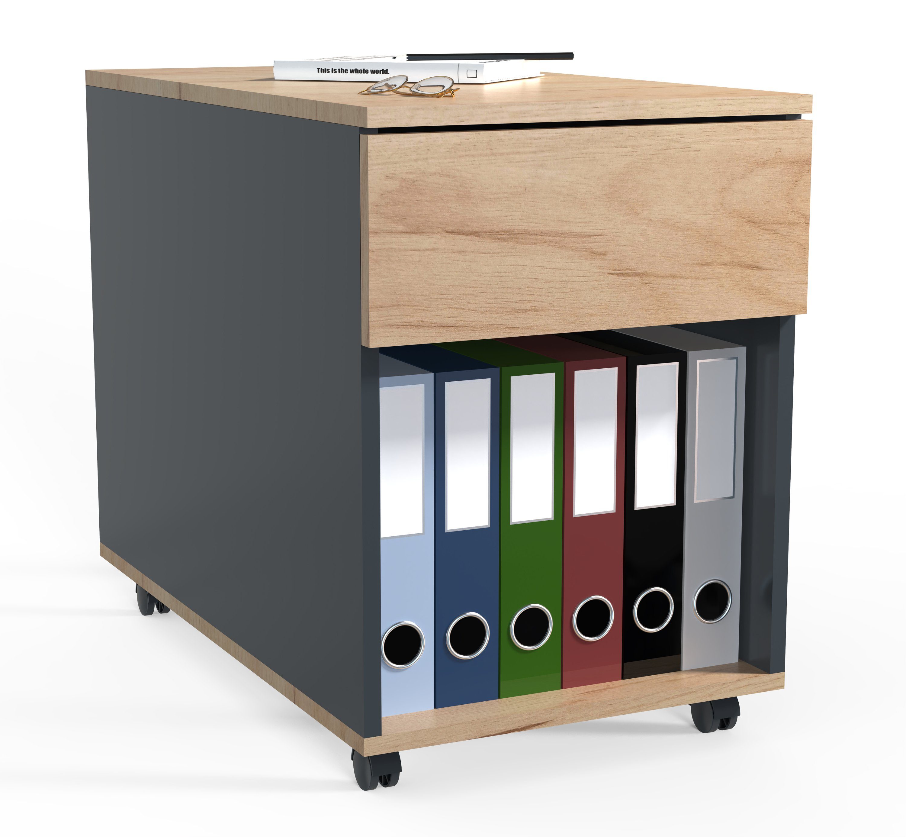 VCM Rollcontainer Büroschrank Dalosa H. 55 x B. 39 x T. 70 cm, Beistellcontainer mit Schubladen, Bürocontainer