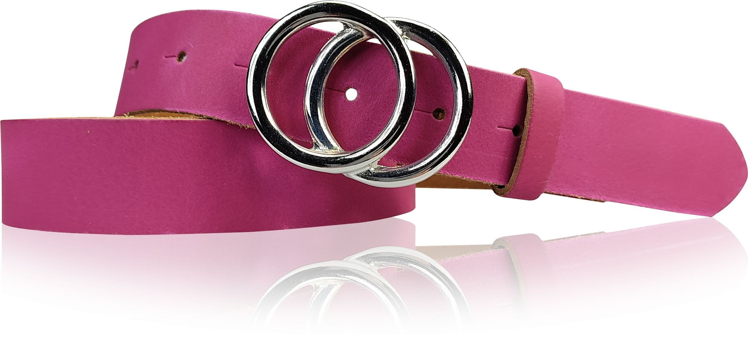 3 cm Echtledergürtel silber FRONHOFER moderne Ringschnalle Pink Hüftgürtel 18531 Damengürtel
