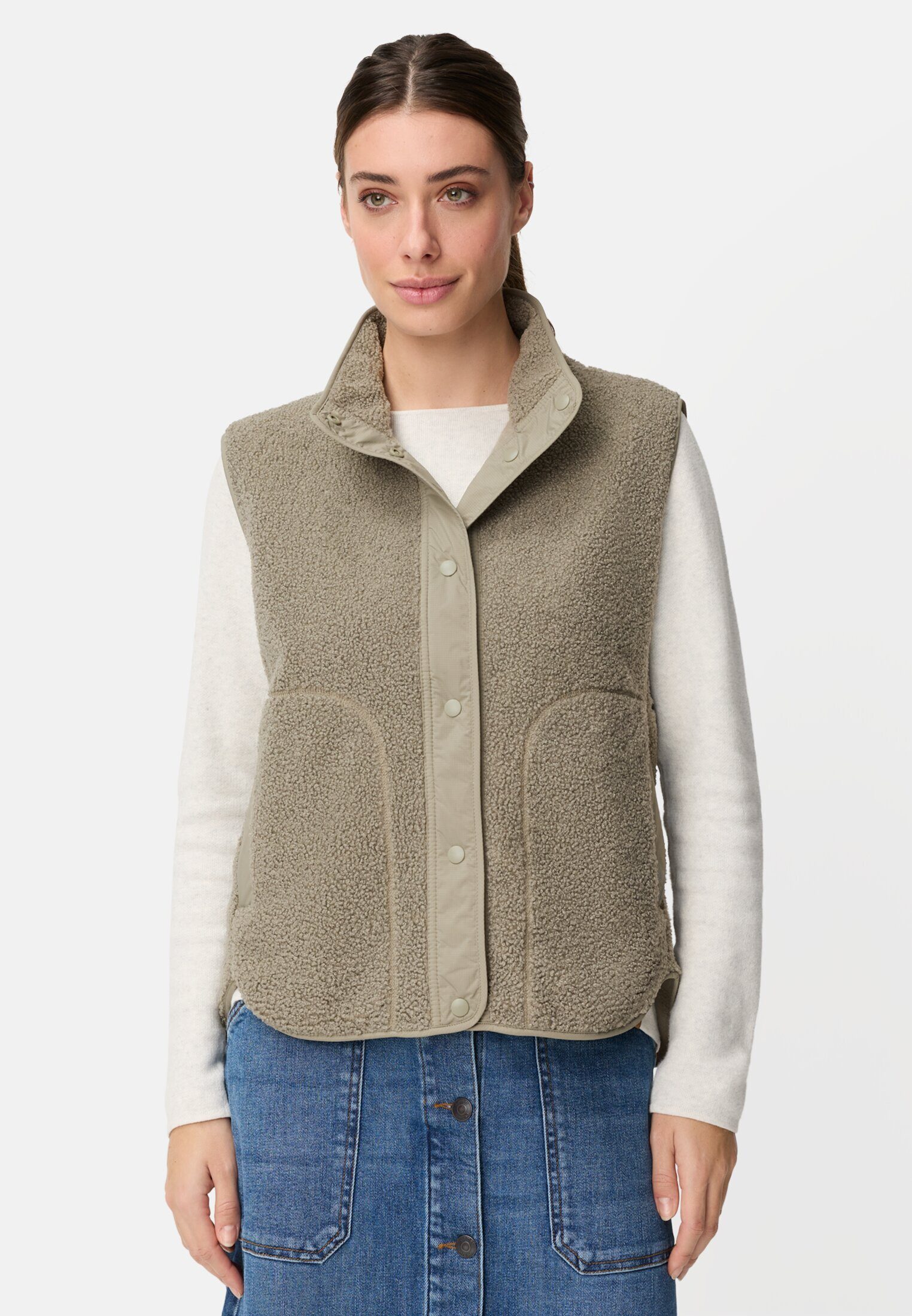camel active Fleeceweste Teddyweste mit Stehkragen ärmellos