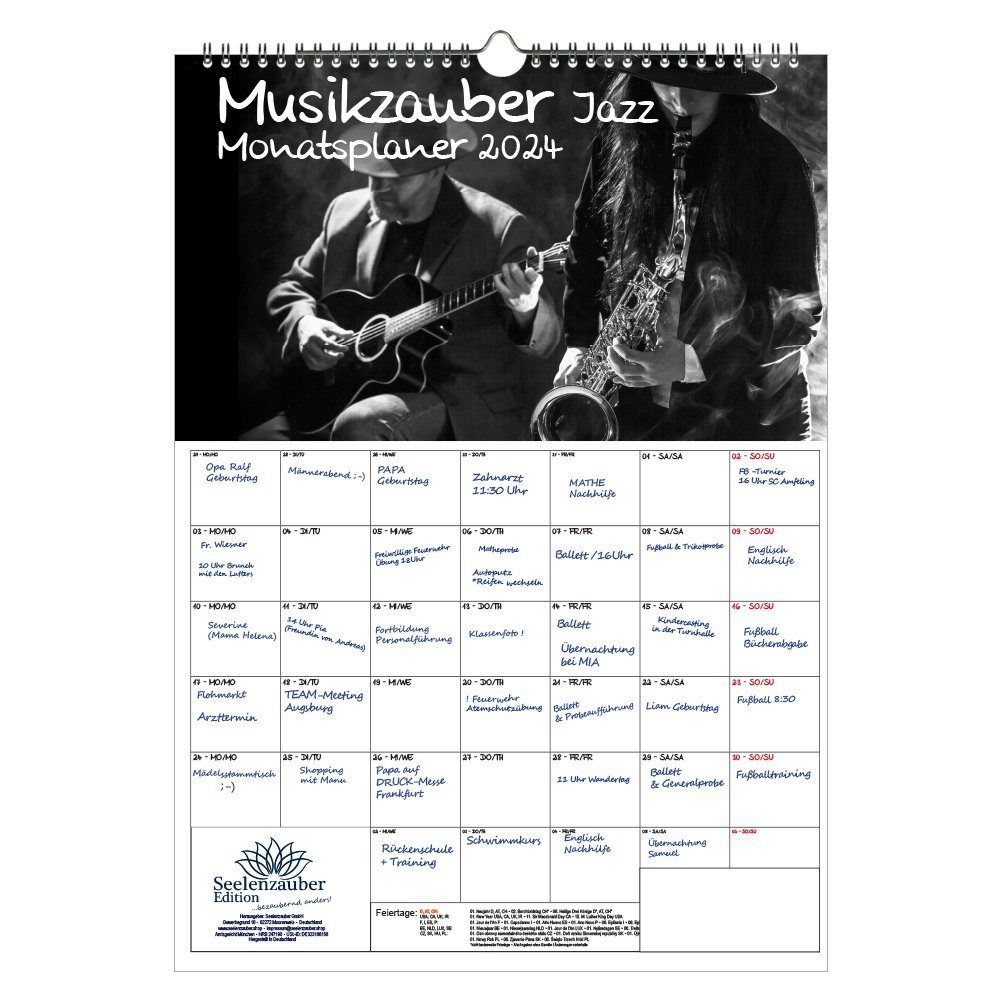 Seelenzauber Wandkalender Musikzauber Jazz Planer DIN A3 Kalender für 