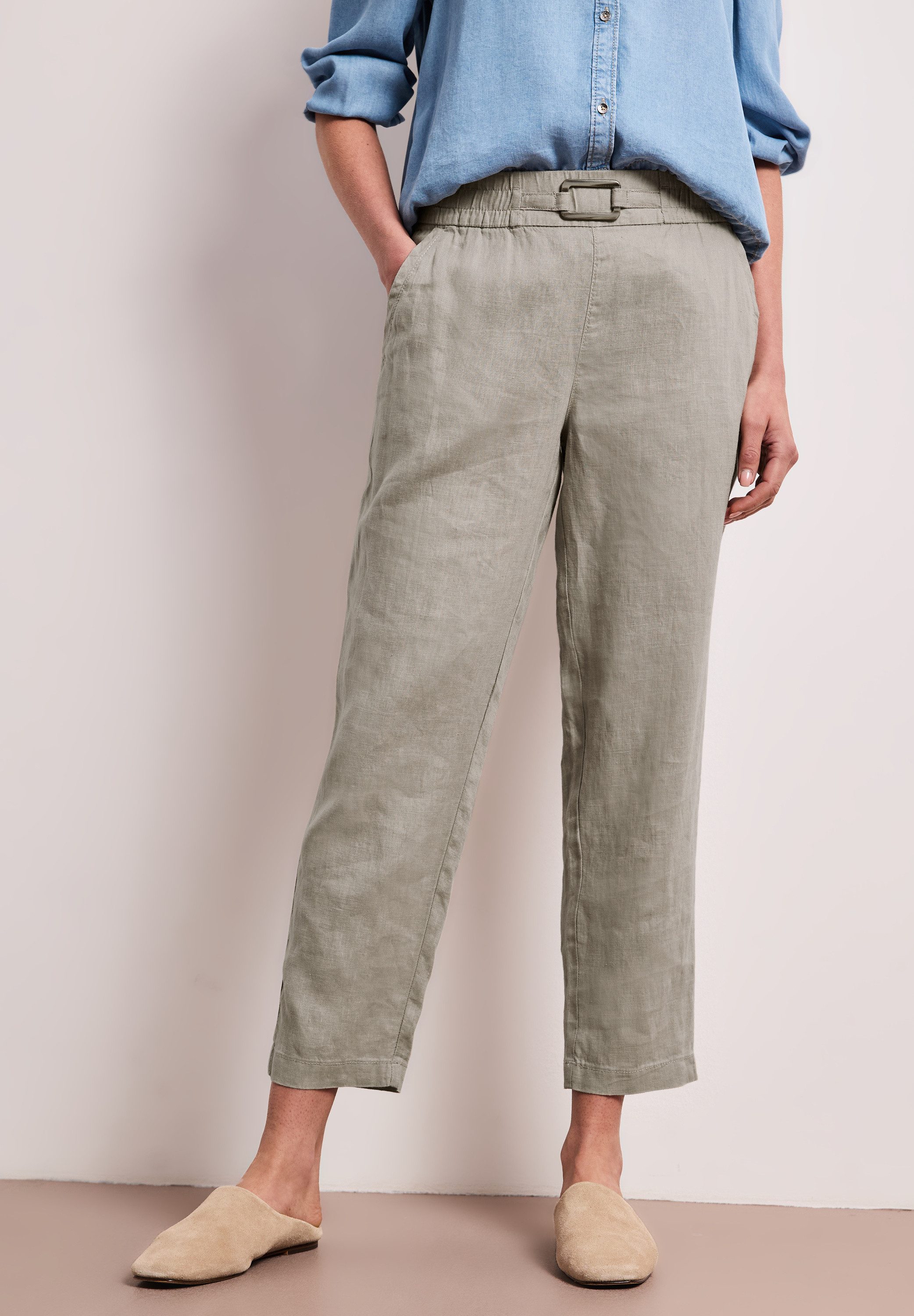 STREET ONE Leinenhose Style Bonny Slim Leg Hose aus Leinen mit Schnalle günstig online kaufen