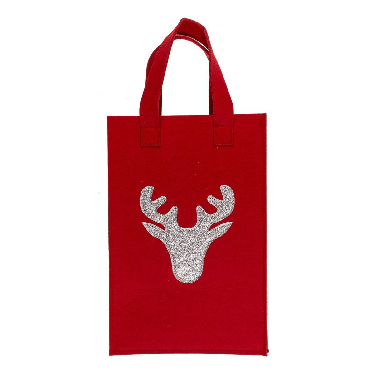 Tragetasche Rote Geschenktasche aus Filz mit Glitzermotiv Geschenktüte