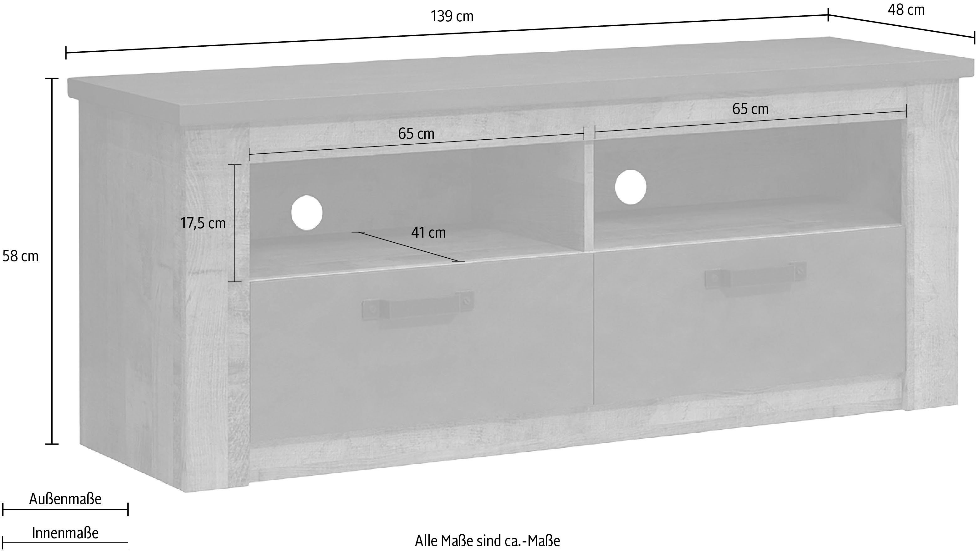 trendteam TV-Schrank Georgia Schubkästen mit Tabak Vollauszug Eiche/Matera