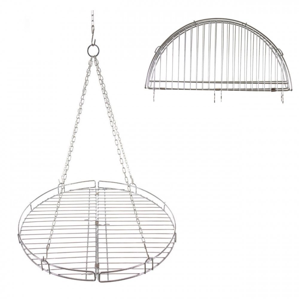 FoxOutdoor Grillrost Grillrost, rund, mit Kette, klappbar, Stahl, ca. 46,8 cm (Packung), Grillfläche: ca. 49 x 3,5 cm (D x H)