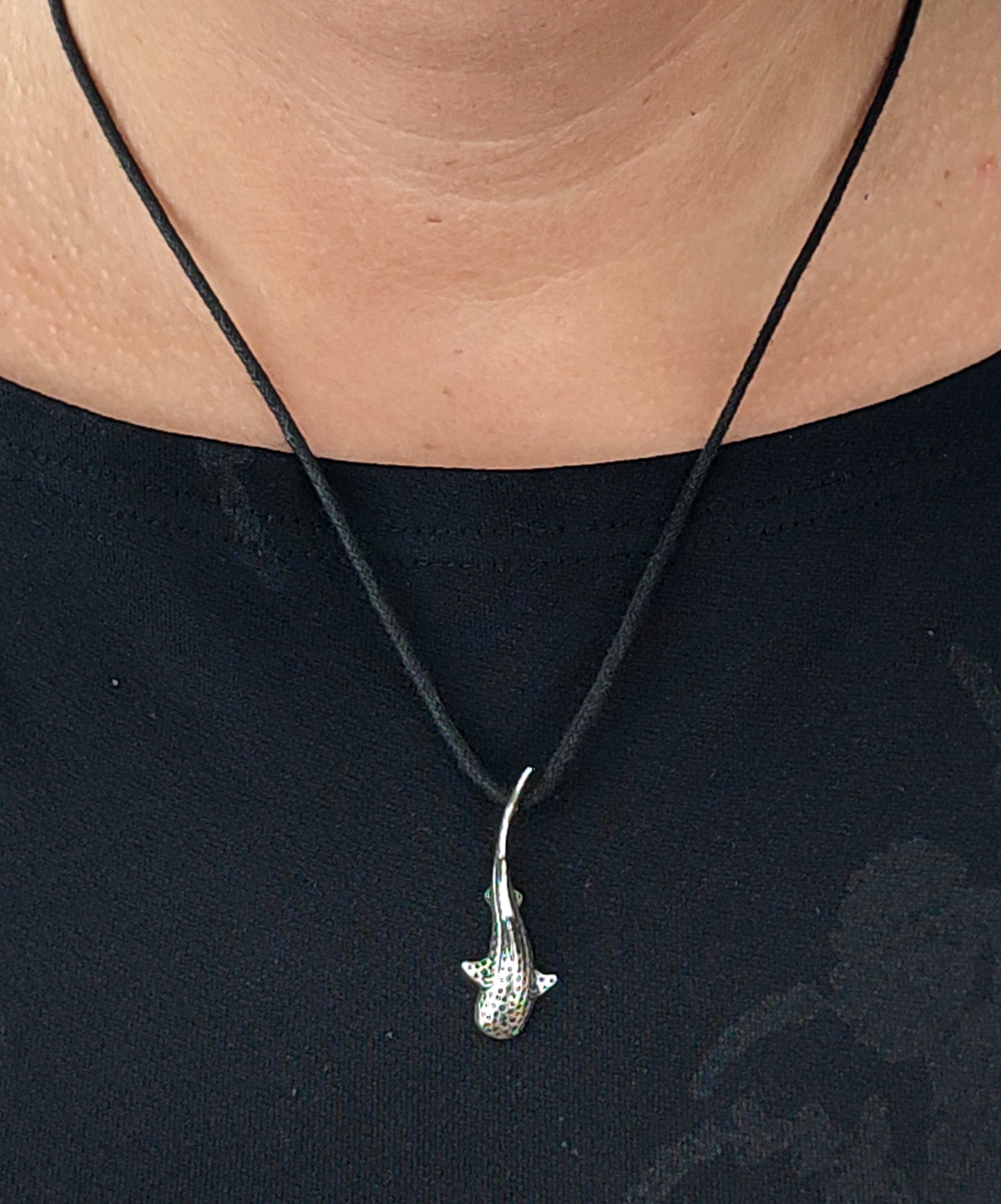 Kiss of Meer Walhai Silber Haifisch Kettenanhänger Wasser aus 925 Leather Sterling