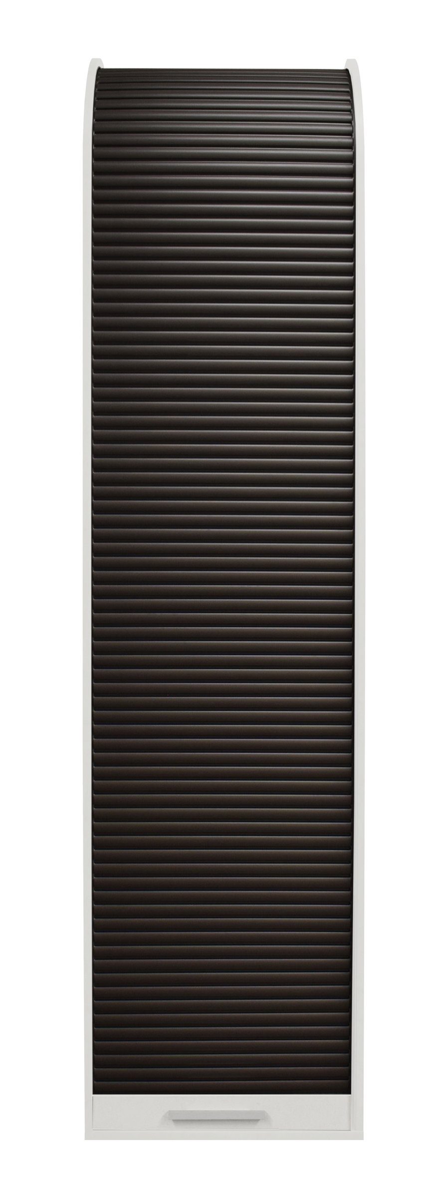 möbelando Jalousieschrank Jalousieschrank in weiß matt lack / graphit mit 2 Einlegeböden