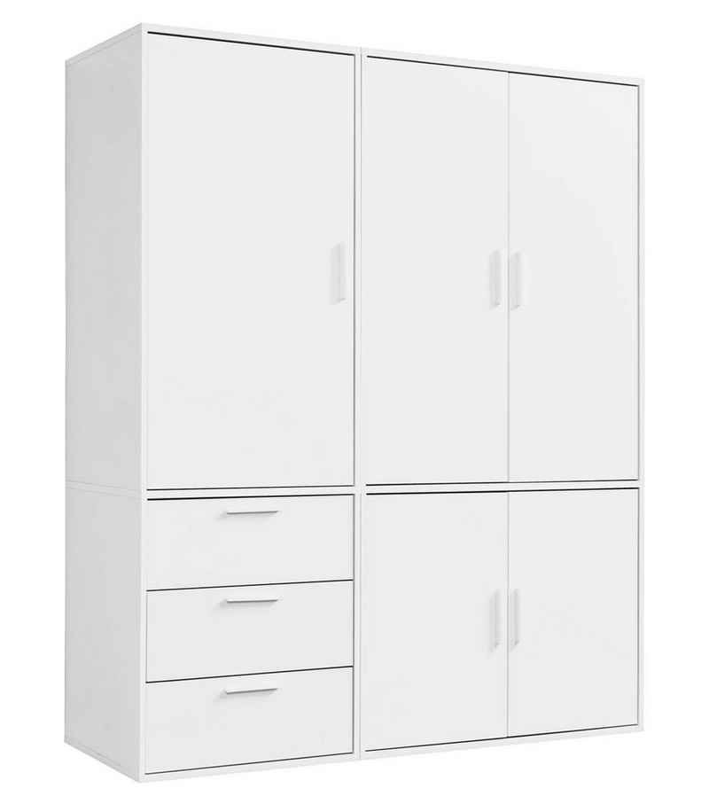 mokebo Kleiderschrank Der Grenzenlose (5-Türig & 3 Schubladen) Garderobenschrank, Schlafzimmerschrank oder Schrank groß in Weiß