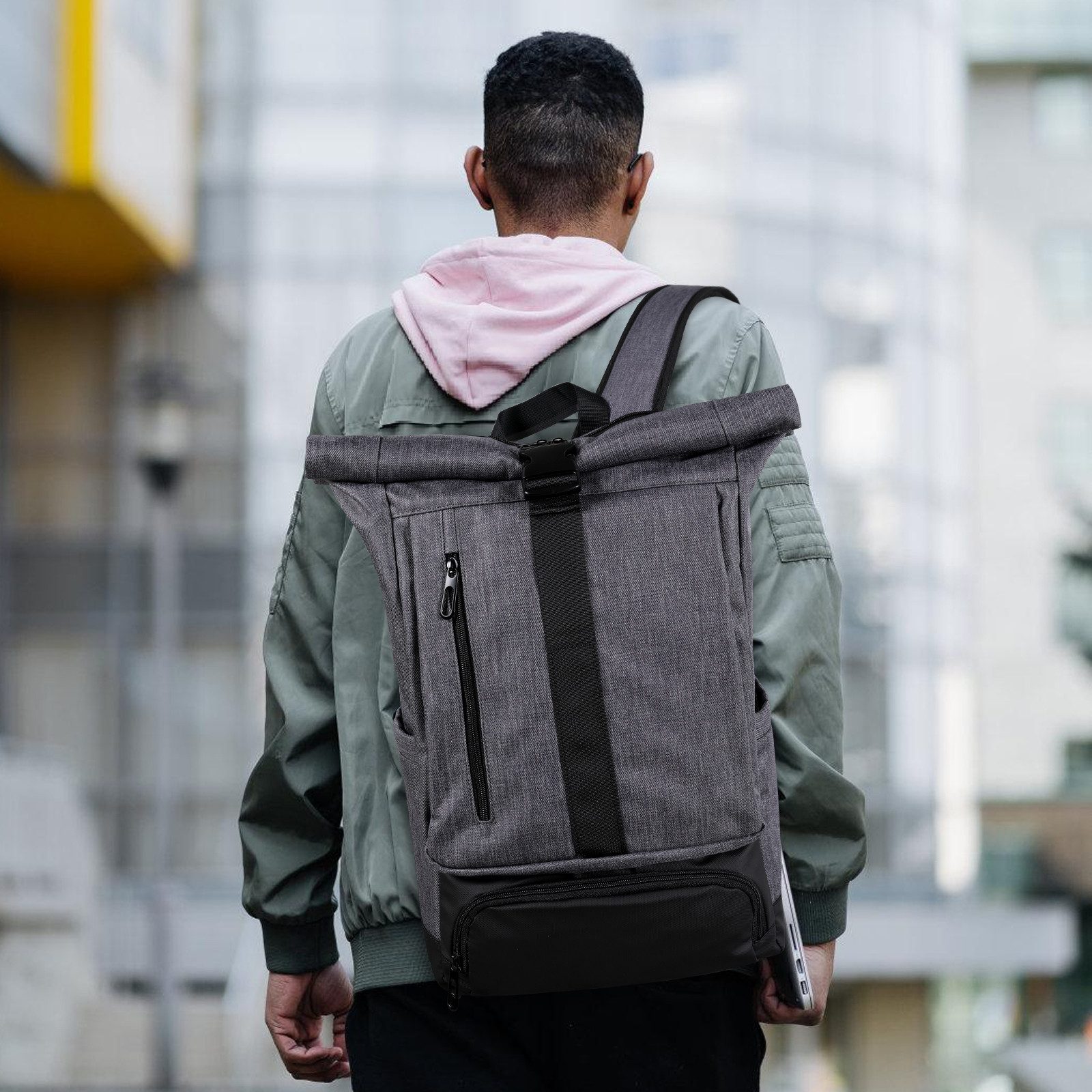 TAN.TOMI Freizeitrucksack Arbeitsrucksack Rolltoprucksack Herren Damen Rucksack, Laptoprucksack Schulrucksack Daypacks für Uni Arbeit Reisen Freizeit