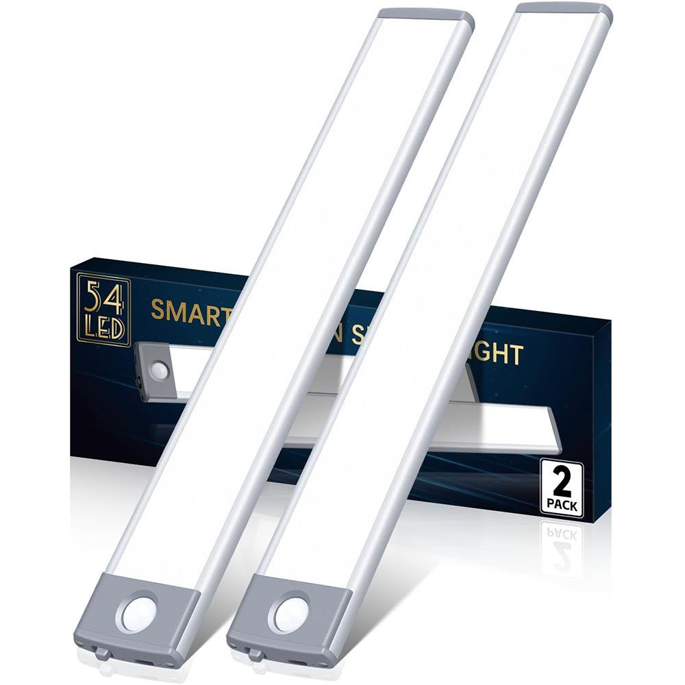 MOUTEN LED Leselampe Wiederaufladbare schlanke magnetische LED-Schrankleuchten (2er-Set) Weiss