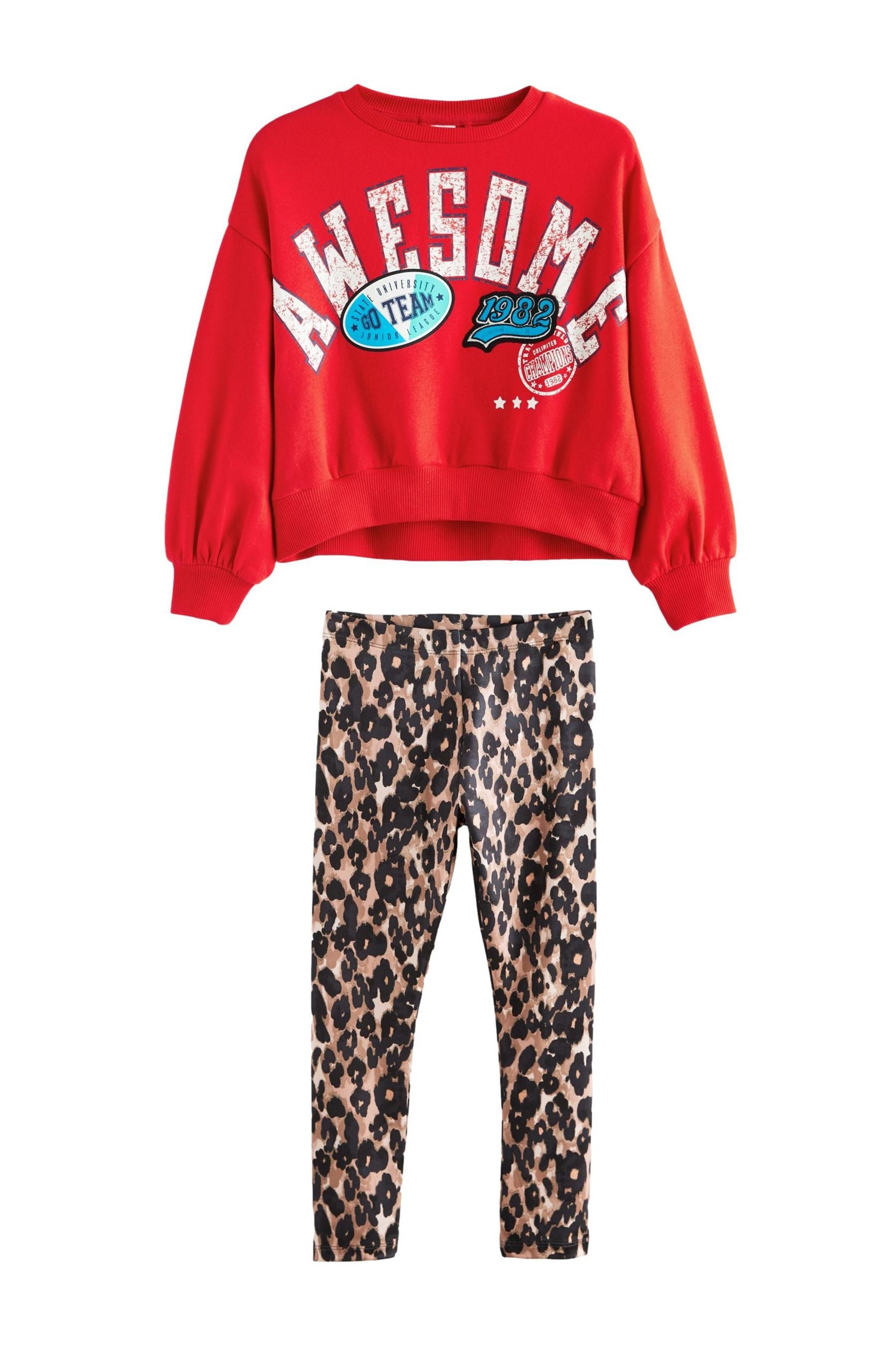 Shirt & Leggings Varsity Sweatshirt und Leggings mit Animal-Print