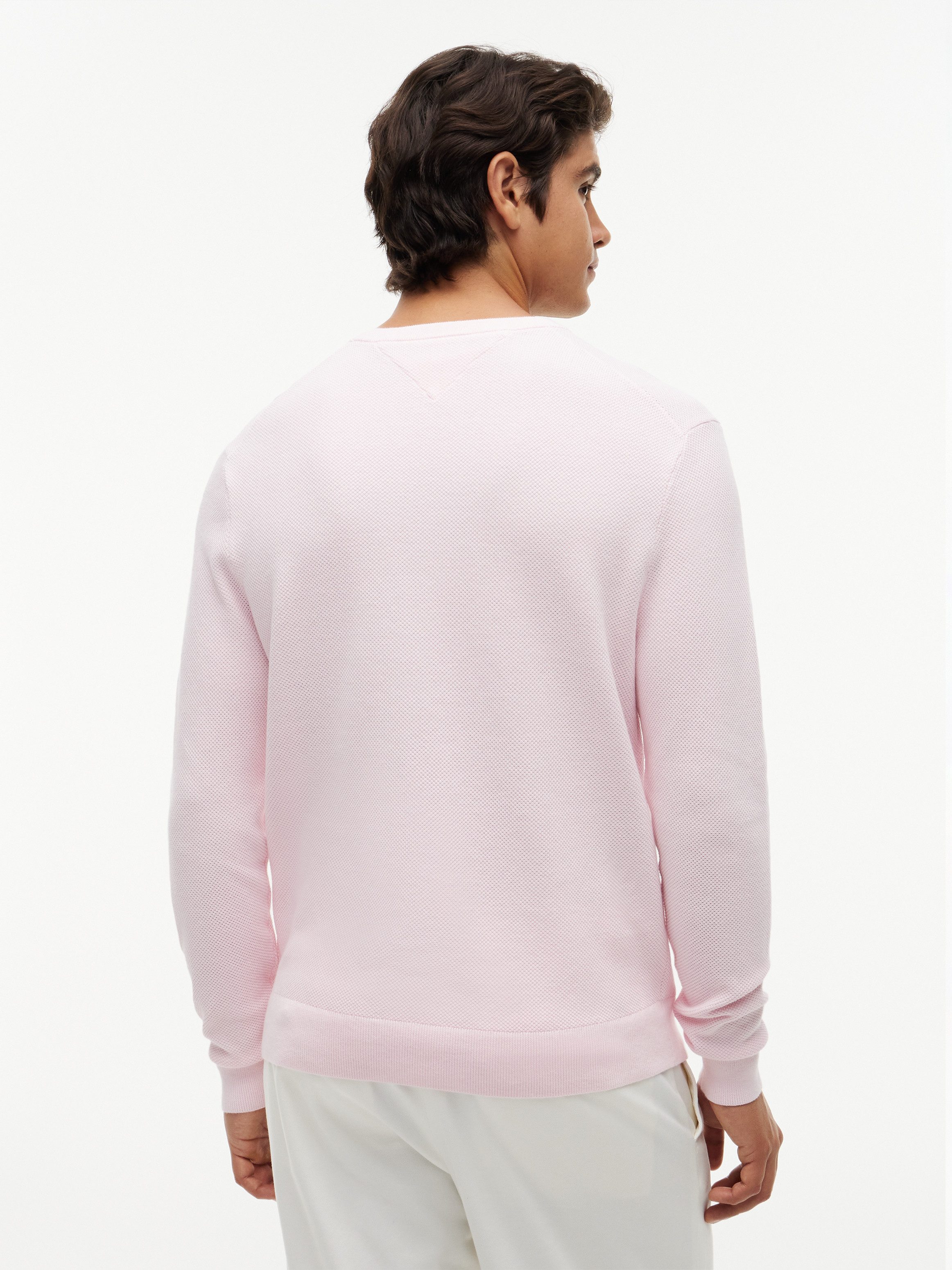 Tommy Hilfiger Rundhalspullover ESSENTIAL STRUCTURE CREW NECK mit Struktur und Label unifarben, casual, regular fit, Baumwolle, Rundhals