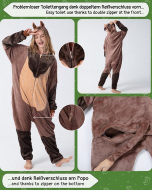 Corimori Partyanzug Flauschiges Wildschwein-Kostüm für Erwachsene mit Haarreif,  Karneval, Jumpsuit, Pyjama, Fasching, Kigurumi, Tierkostüme, Wildschwein "Gus"