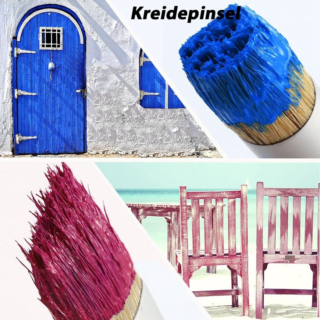 Wachspinsel, Blau 3er-Pack und für ovale Kreide- Pinsel Acrylmalerei Pinsel TUABUR