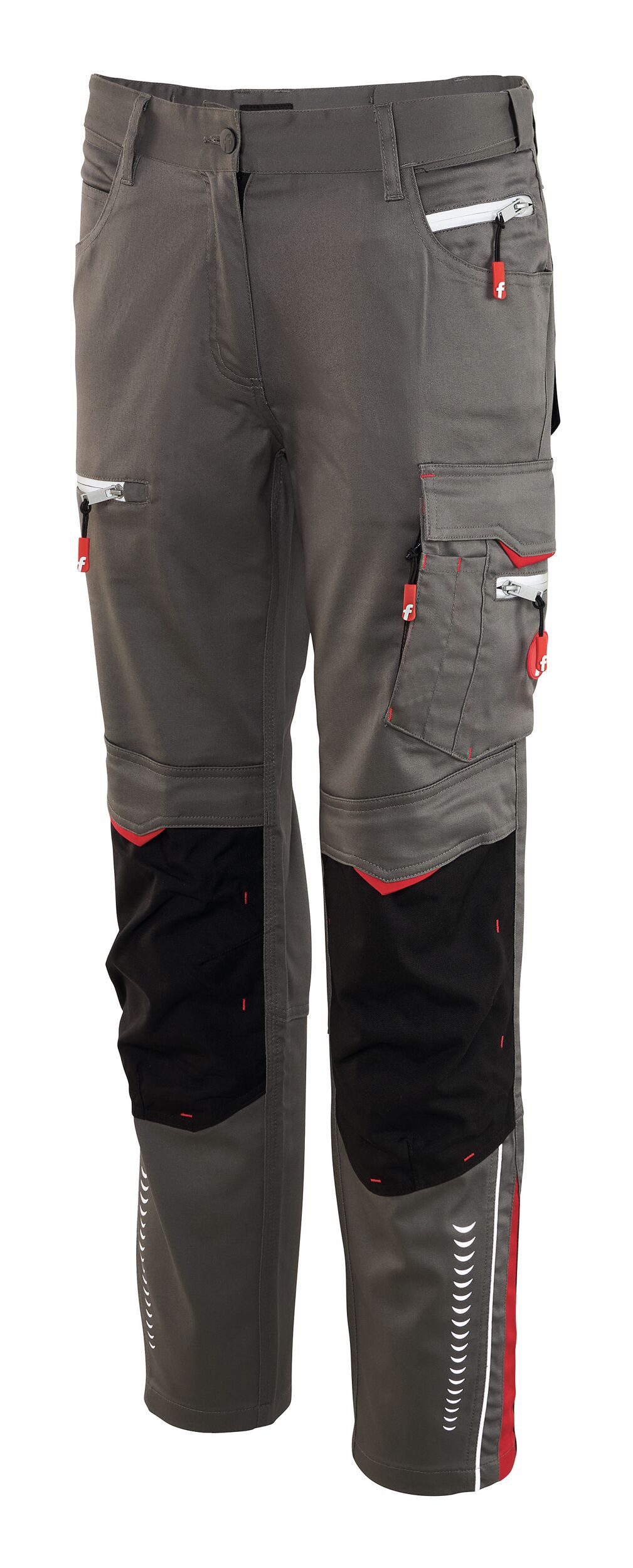 fortis Arbeitsbundhose Damen-Bundhose Flex grau/schwarz/rot