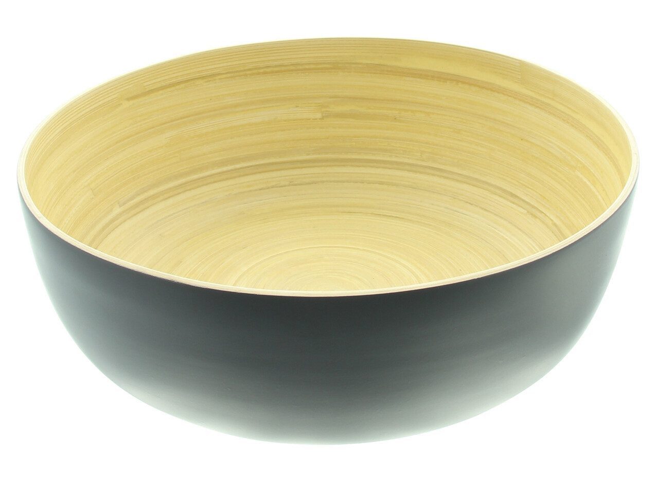 Home-trends24.de Obstschale Bambus Schale Grau Natur Servier-Schale Modern Küchenschale Obstschale, Bambus