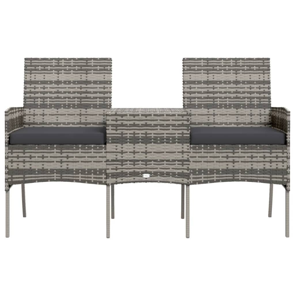 vidaXL Loungesofa 2-Sitzer-Gartensofa mit Teetisch Poly Rattan Anthrazit, 1 Teile