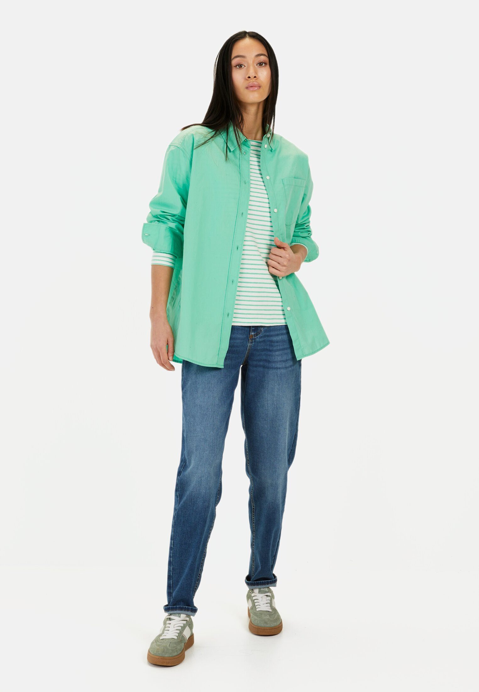 camel active Langarmshirt mit Rundhalsausschnitt Langarm Rundhals