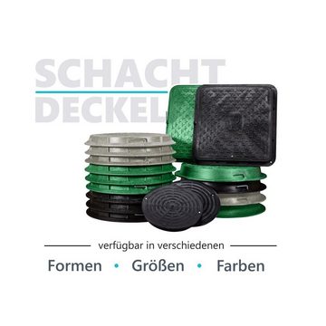 Xanie Erdschacht Schachtdeckel mit Rahmen Ø 800 mm Kunststoff A15 mit Verriegelung, 80x80x9.5 cm, Grau, begehbar, rutschsicher, korrosionsbeständig