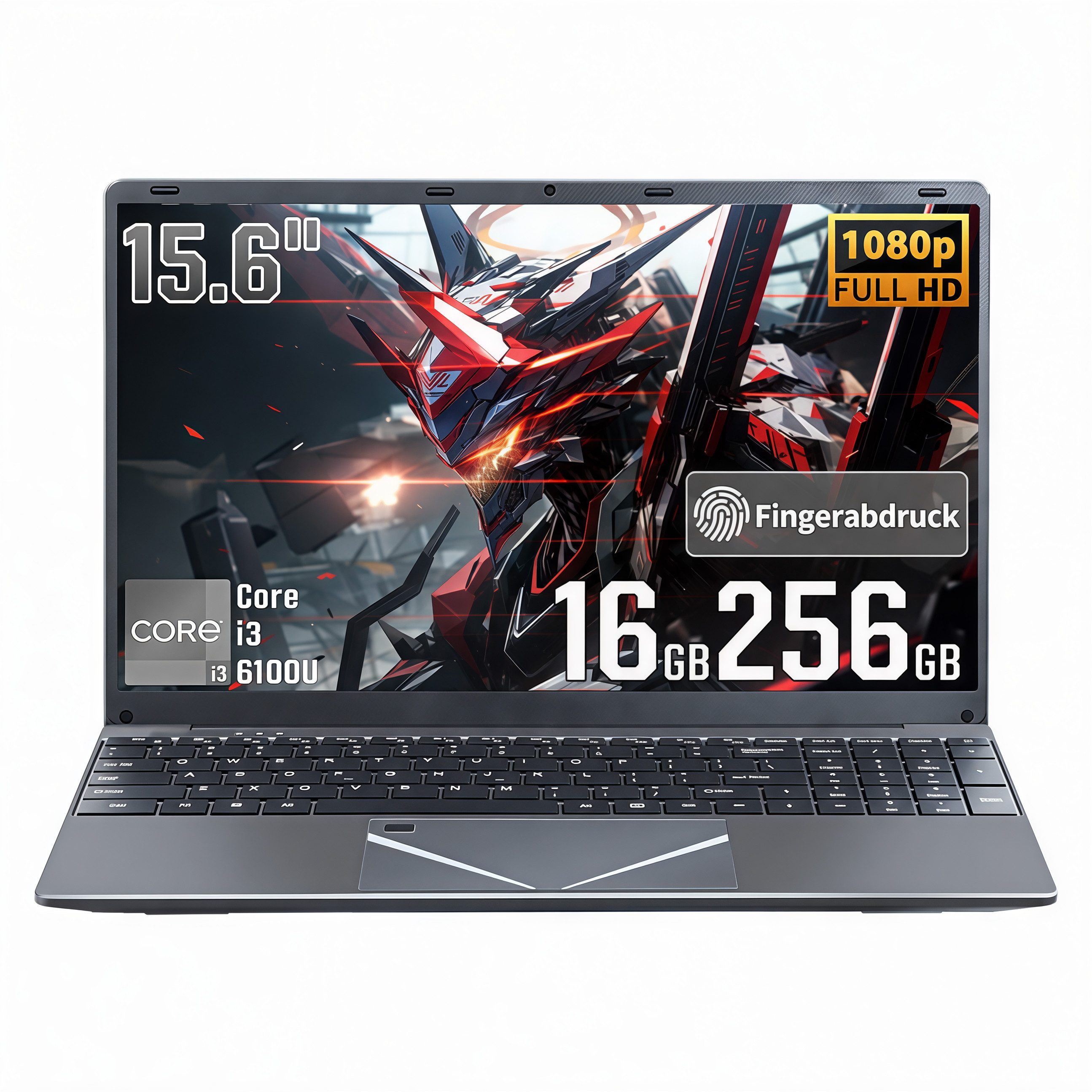 LONGEVINCE 15,6-Zoll Laptop mit Core™ i3-6100u Prozessor, 16 GB RAM Notebook (39,62 cm/15.6 Zoll, Intel Core i3, 16 GB, 256 GB SSD, 180° Scharnierdesign, vorinstalliertes Windows 11 Pro)