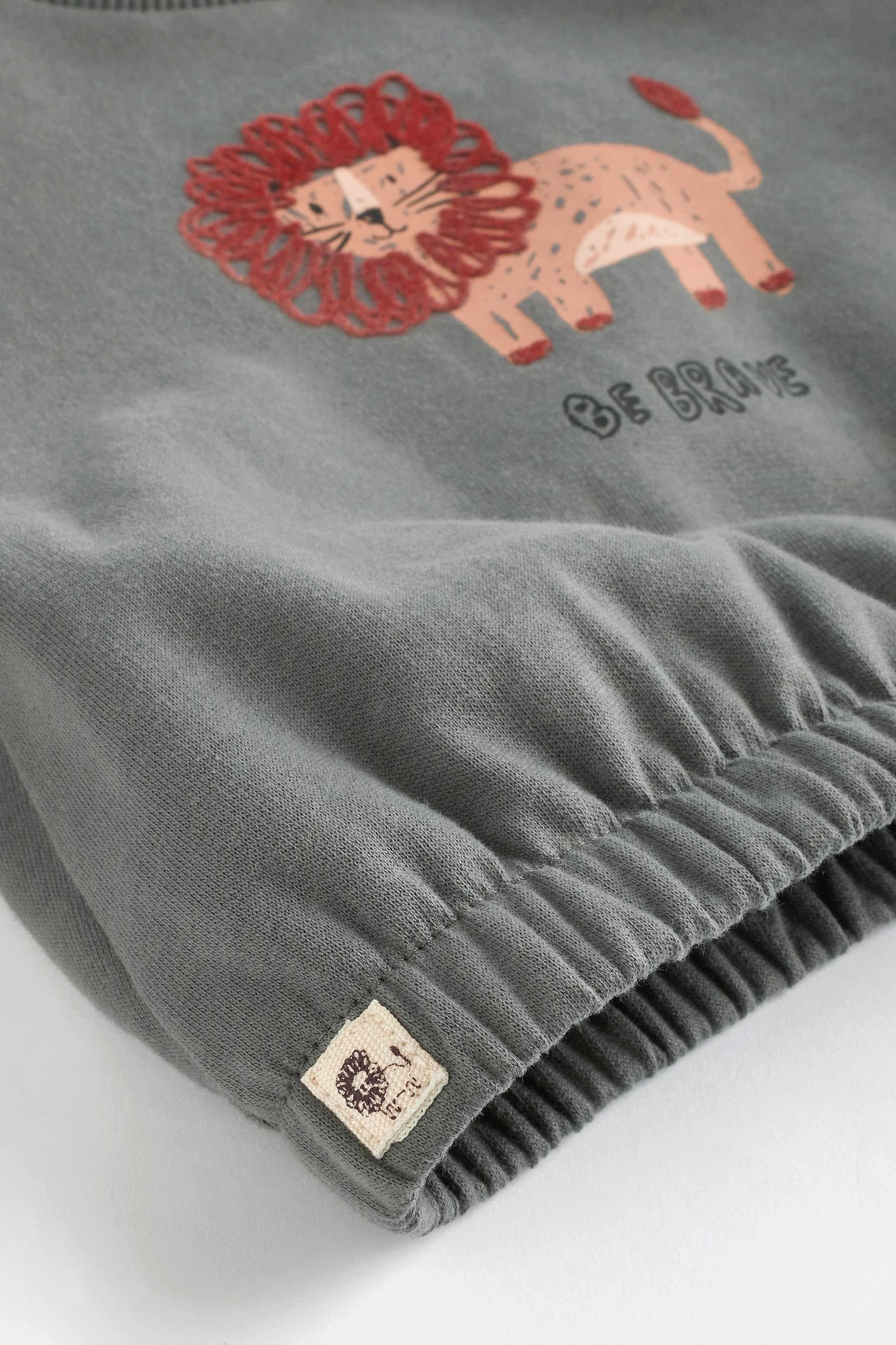 Next Sweatanzug 2-teiliges Baby-Set (2-tlg) Sweatshirt mit Grey/Rust Charcoal Brown Jogginghose Lion und