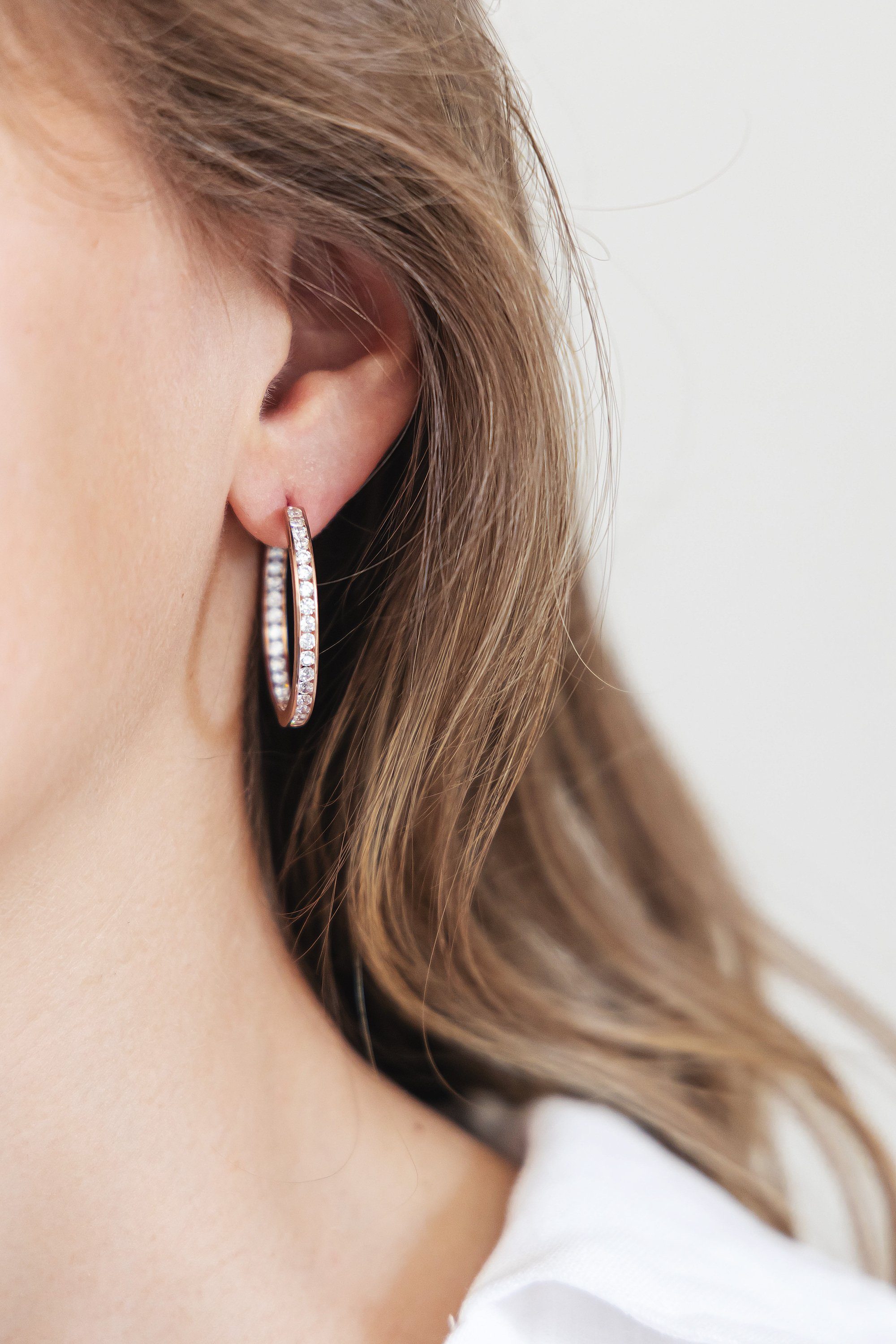 CELESTA Paar Creolen 925 Sterling Silber rosévergoldet Zirkonia