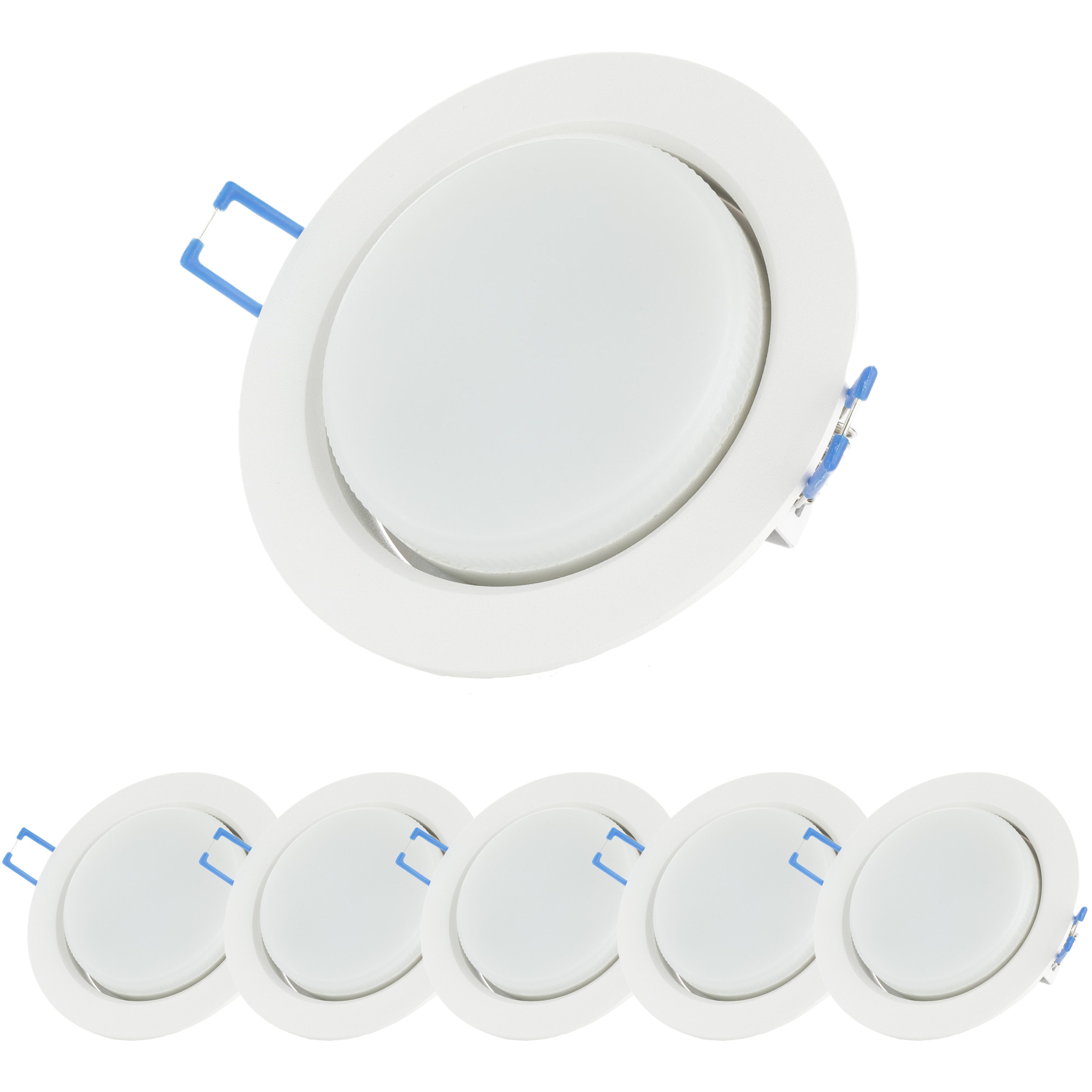 Sweet LED LED Einbaustrahler 6er Set GX53 flach Alu 8W Deckenspots weiß 230V, Deckenspots, Deckenstrahler,Einbauleuchten
