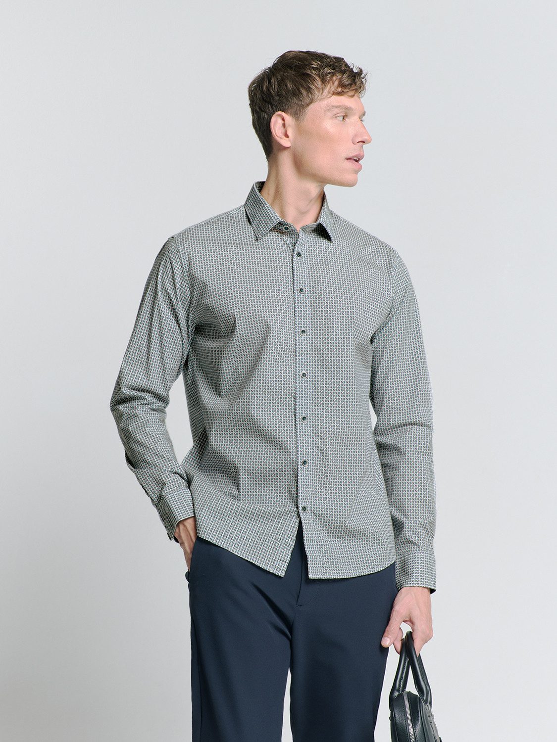 Langarmhemd No Excess Stretchhemd mit Print Shirt Stretch Allover Printed
