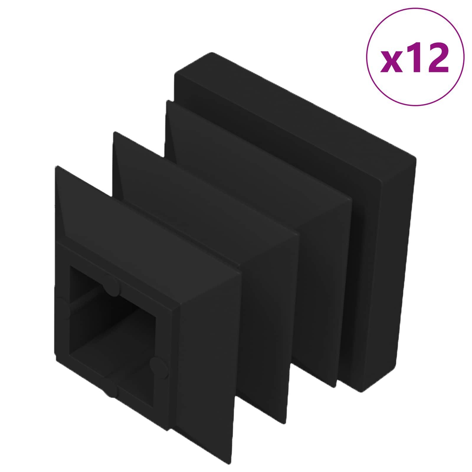 vidaXL Endkappe, Endkappen 12 pcs Schwarz 15 x 15 x 15 mm PP