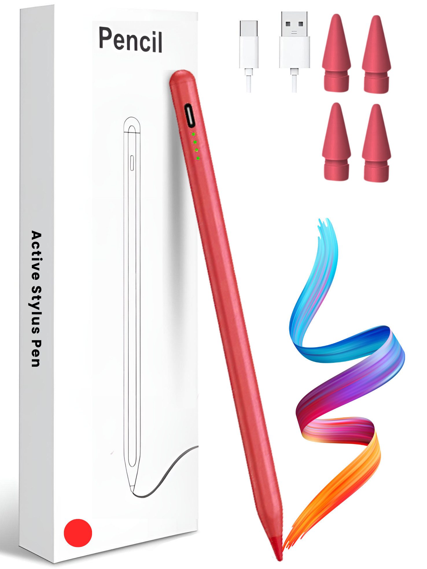 S&T Design Eingabestift Stift für iPad USB-C (2018-2024) Schnellladen für Apple iPads (2018-2024), mit Ersatzspitze) Tabletstift Stylus Pencil 2. Generation Pen USB-C V1