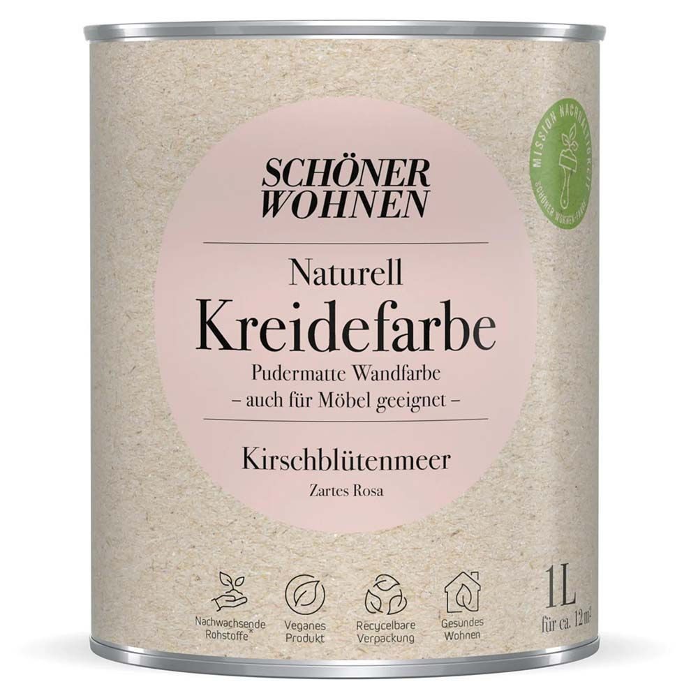 SCHÖNER WOHNEN FARBE Wandfarbe Schöner Wohnen Naturell Kreidefarbe 1,0 Ltr. Kirschblütenmeer