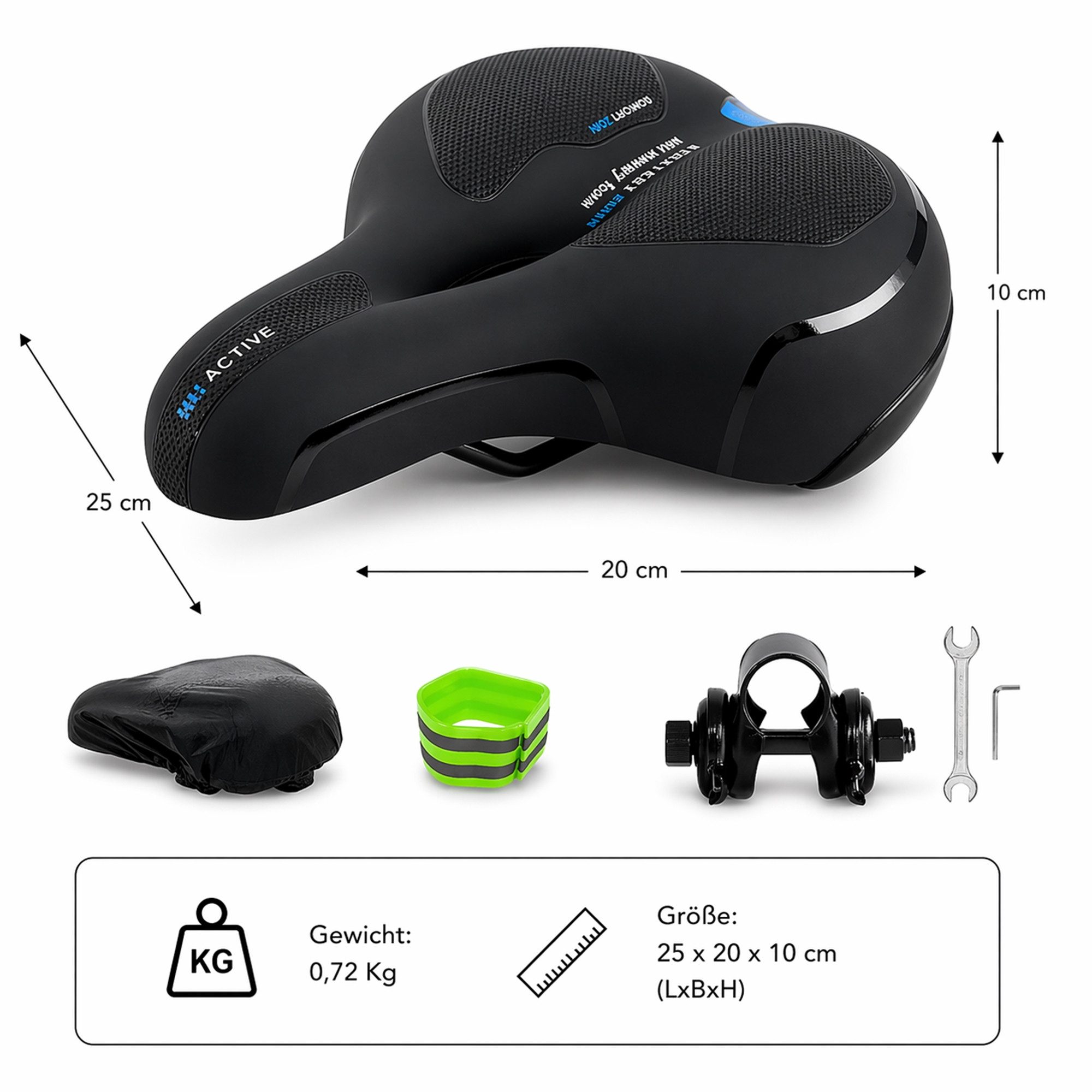 Mucola Fahrradsattel Fahrradsattel Ergonomischer Gel Memory-Schaum Citybike Mountainbike (Stück, mit Sattelbezug), Atmungsaktiv