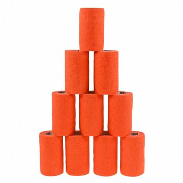 meDDio Pferdebandage Bandagierwatte / Verbandwatte 40cm + 12 Haftbandagen 10cm neonorange