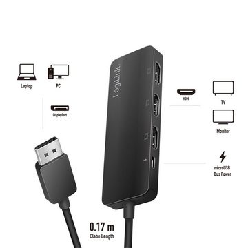 LogiLink Splitter DisplayPort-Splitter 1x3-Port, 1x DP zu 3x HDMI 4K/60 Hz HDCP MST