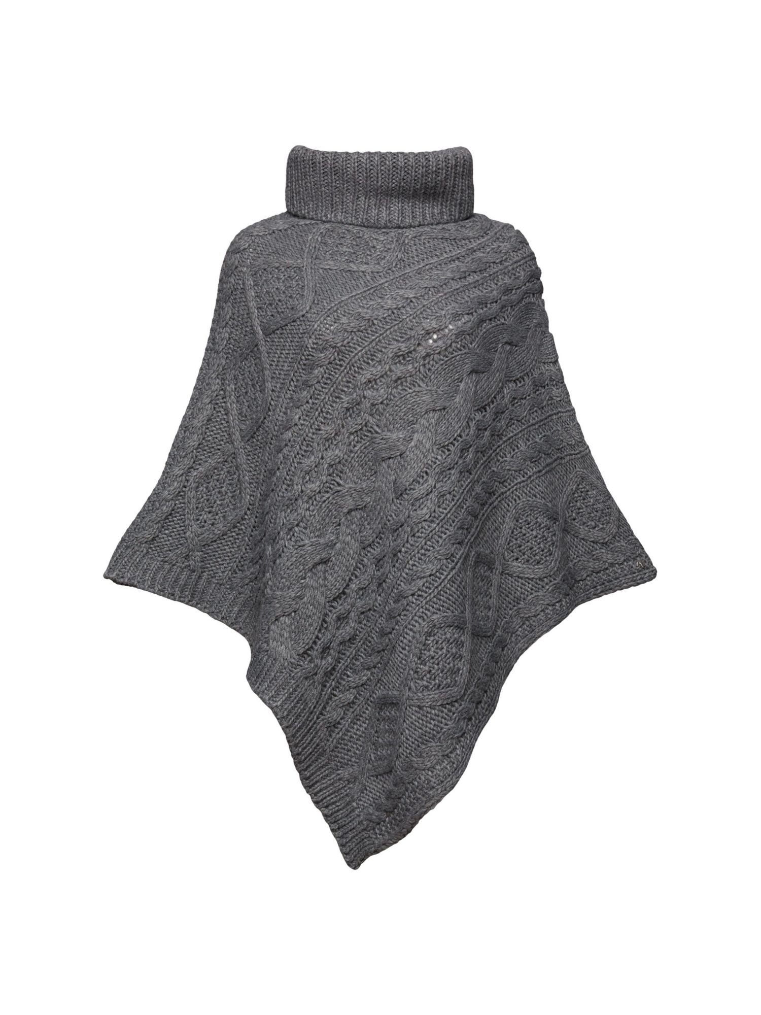 Esprit Strickponcho Poncho mit Rollkragen und Zipfelsaum