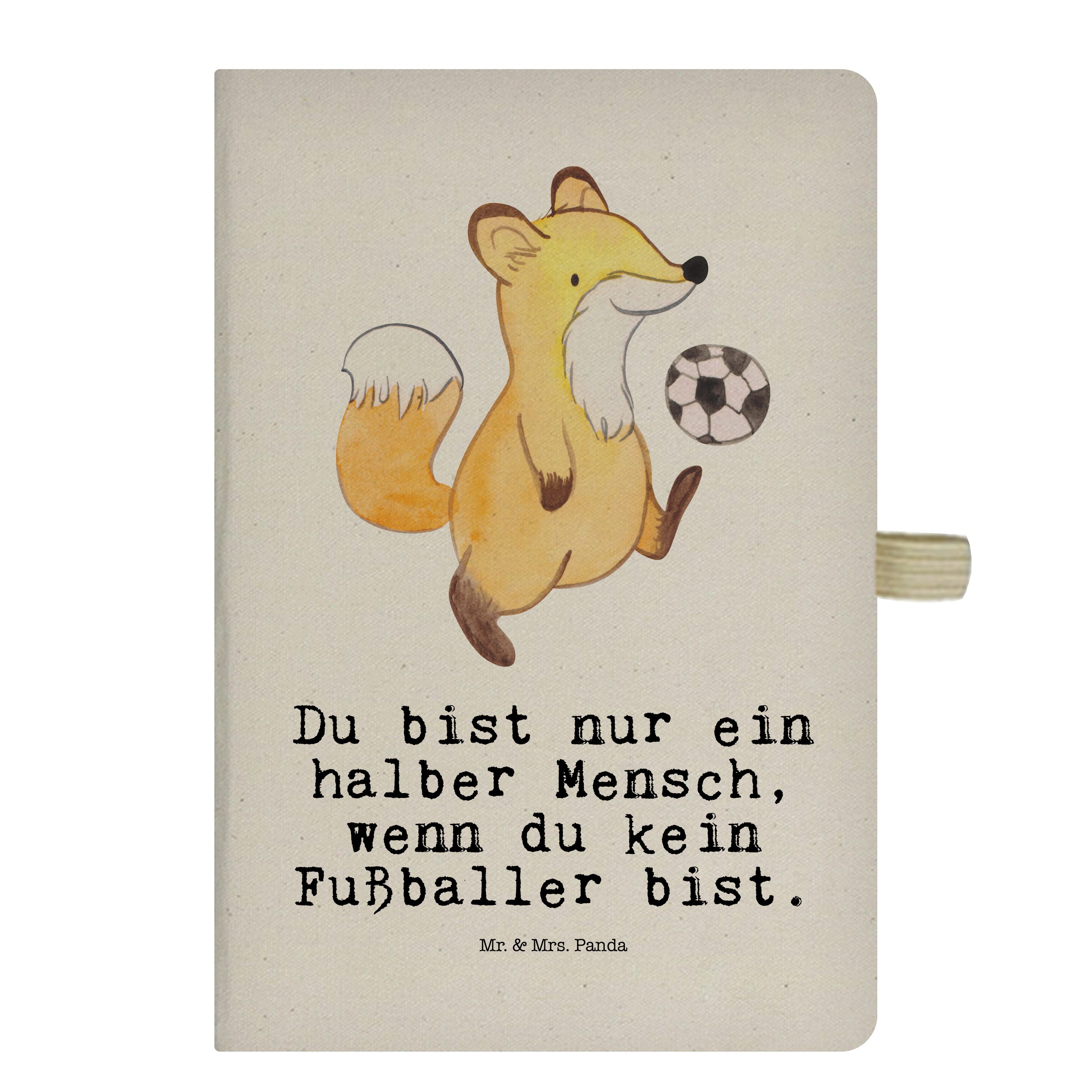 Mr. & Mrs. Panda Abschied, Schrei Fußballer mit Notizbuch - Geschenk, Transparent Panda Herz Mrs. Mr. - Kladde, &