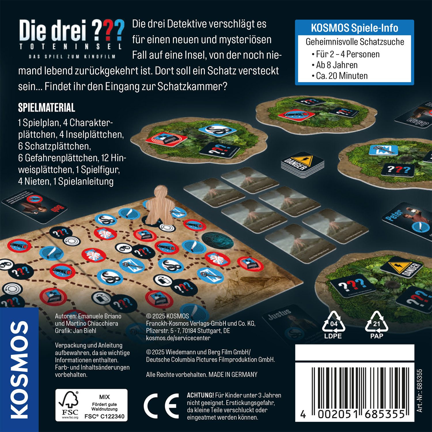 Kosmos Spiel Die drei ??? und die Toteninsel, Merkspiel, Made in Germany