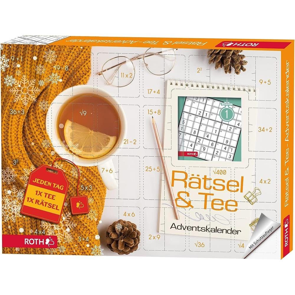 Roth Adventskalender Rätsel & Heißgetränk, mit 24 BioHeißgetränkbeutel und Rätselbuch, für