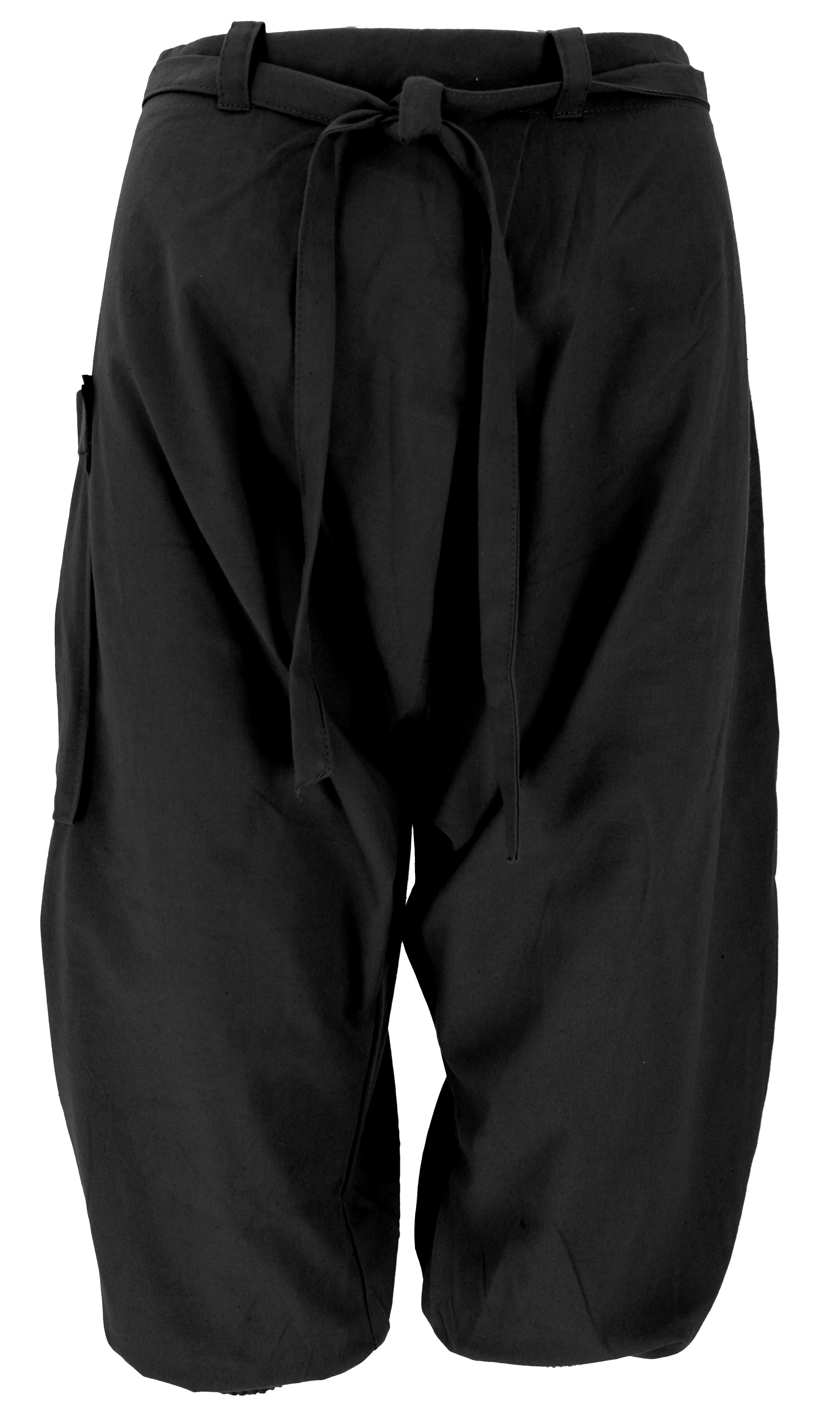 Guru-Shop Relaxhose Baggy Shorts, Sarouel Hose - schwarz Ethno Style, alternative Bekleidung