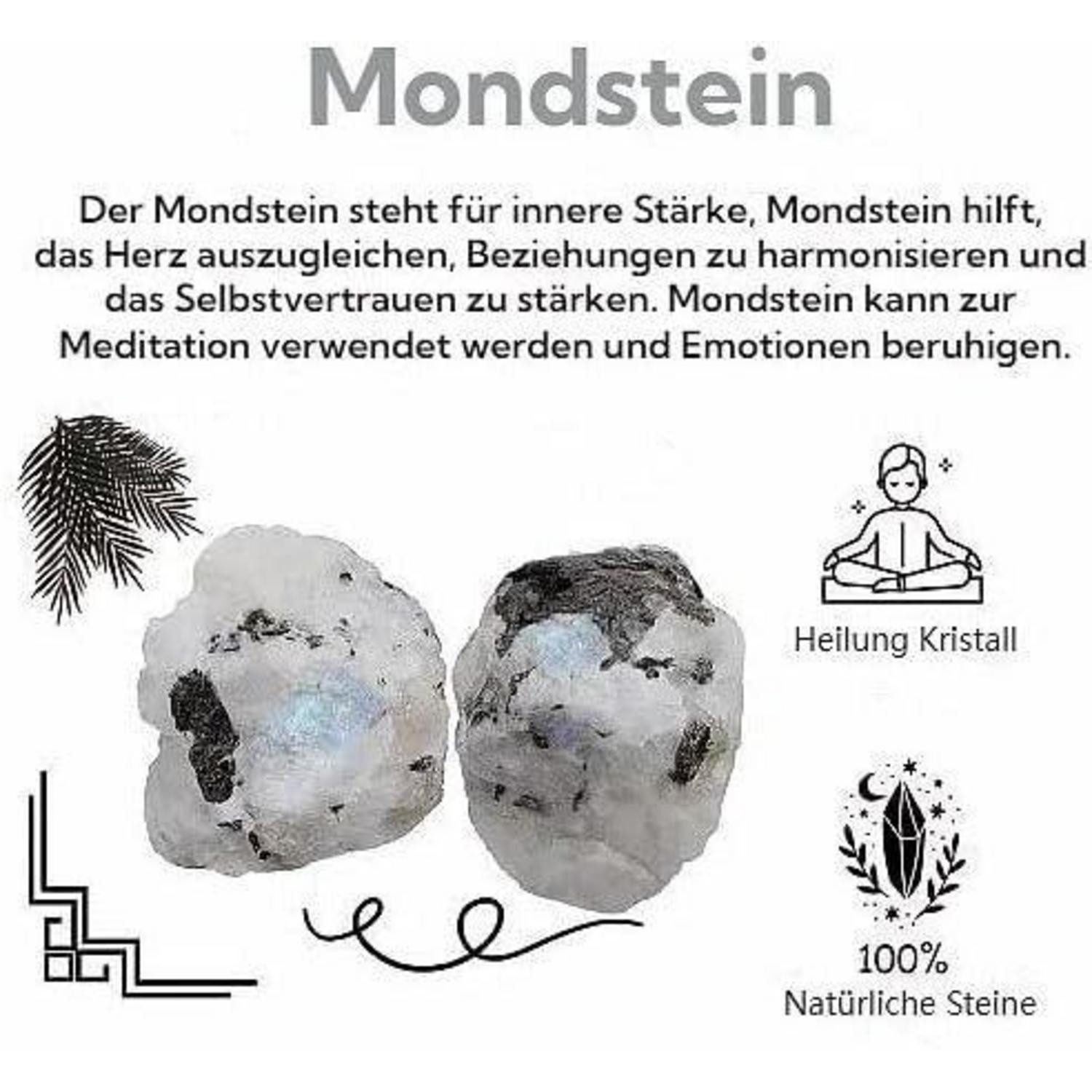 LuxusKollektion Stein Mondstein Große Kristall 2 Stück Natursteine Rohstein Schmucksteine – Bild 4 von 5
