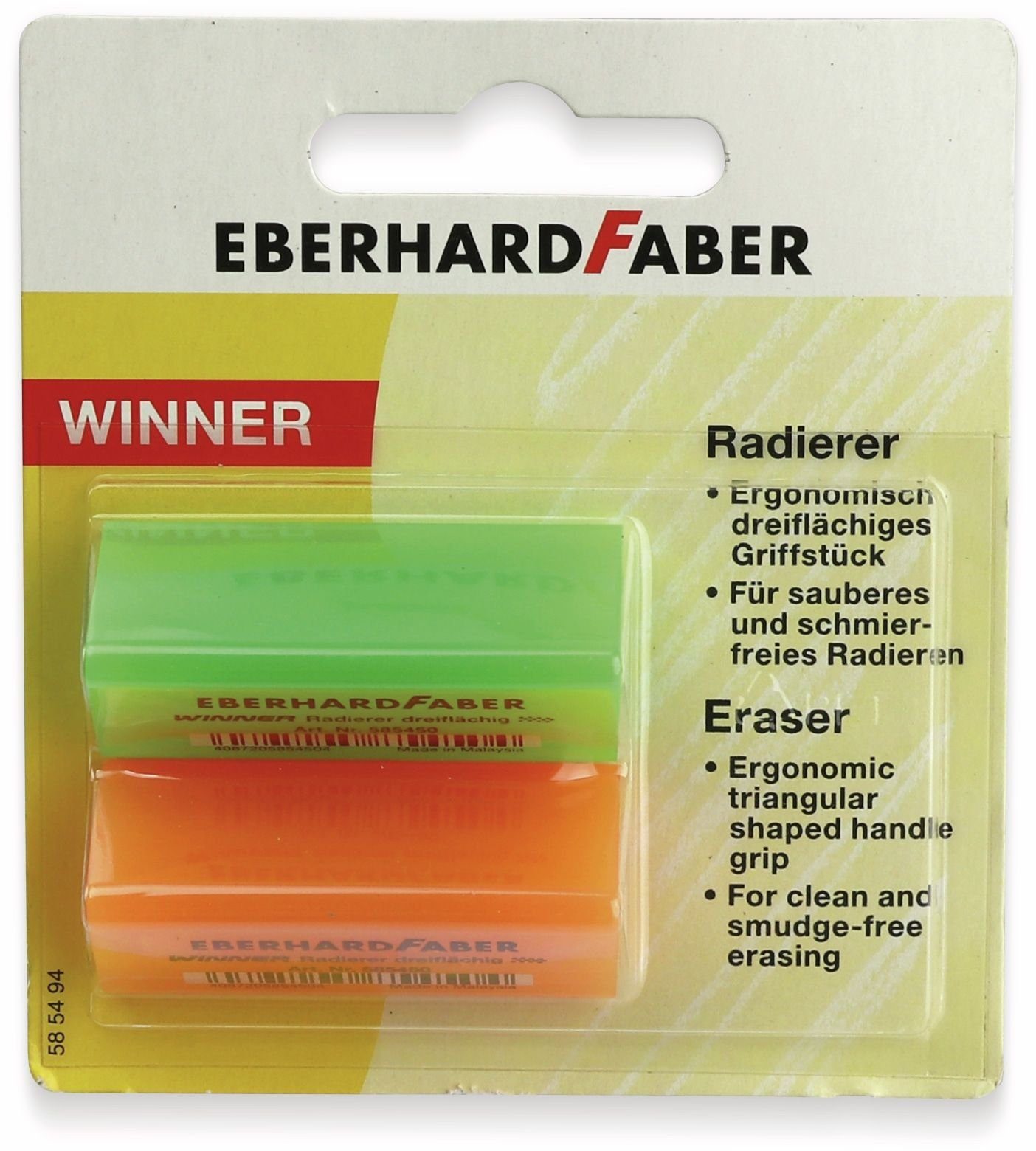 Eberhard Bleistift FABER Radierer 2 Faber EBERHARD neonfarben, Winner