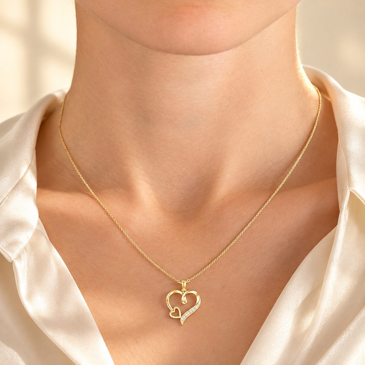 Limana Herzkette Liebesbeweis Schmuck Damen 925 Silber gold vergoldet Halskette (Geschenk Frau Freundin, Kette mit Anhänger inkl. Dose Tasche), Geburtstag Jahre – Bild 3 von 5