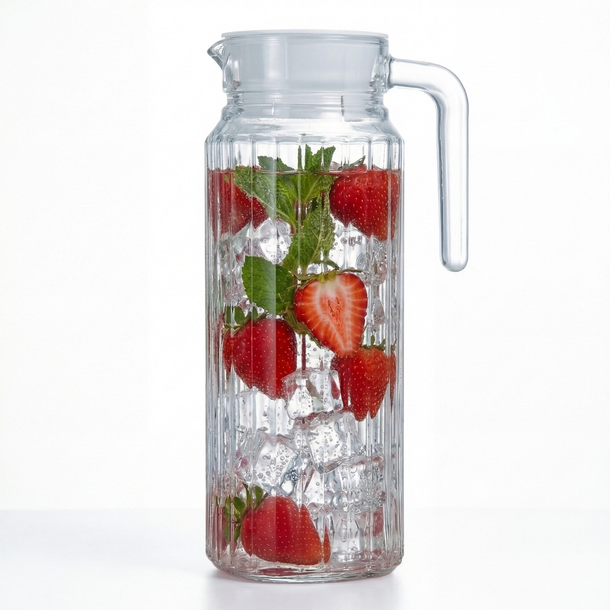 Wasserkrug Kühlschrankkrug 1,1 Liter Glaskrug mit Deckel