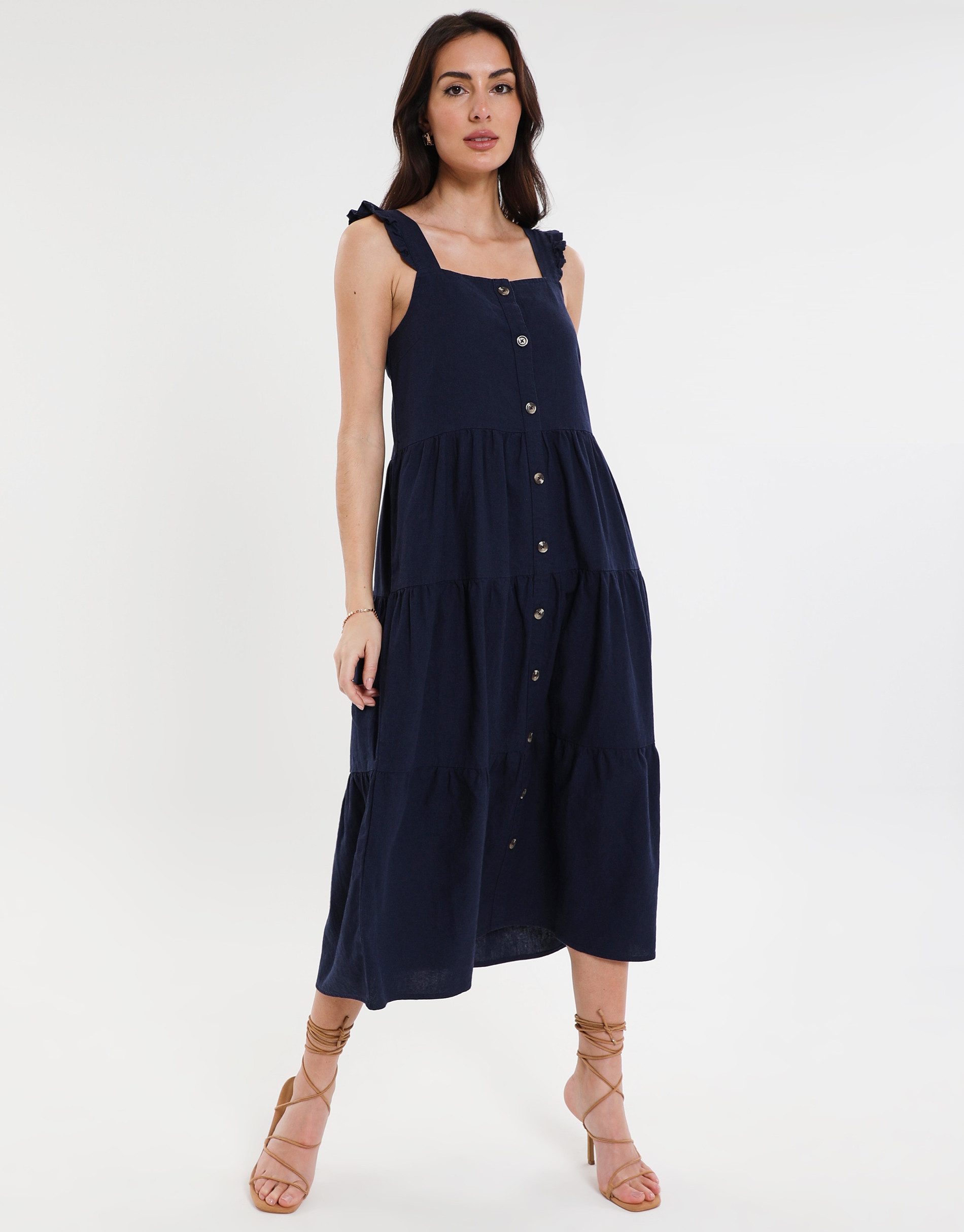 Threadbare Sommerkleid THB Oak Flutter mit Knöpfen