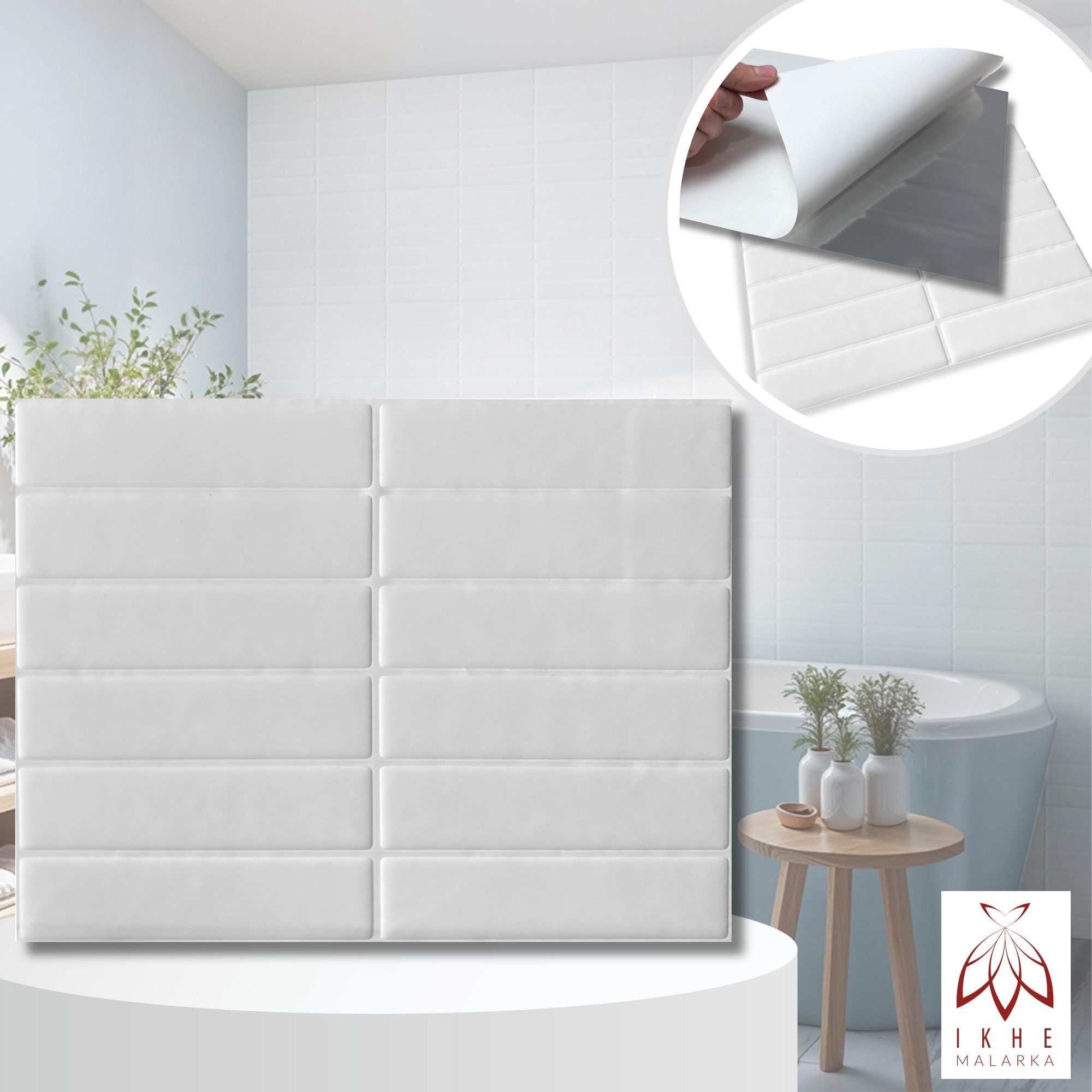 IKHEMalarka 3D Wandpaneel Selbstklebend Tapete Paneele Kunststoff Fliesen B günstig online kaufen