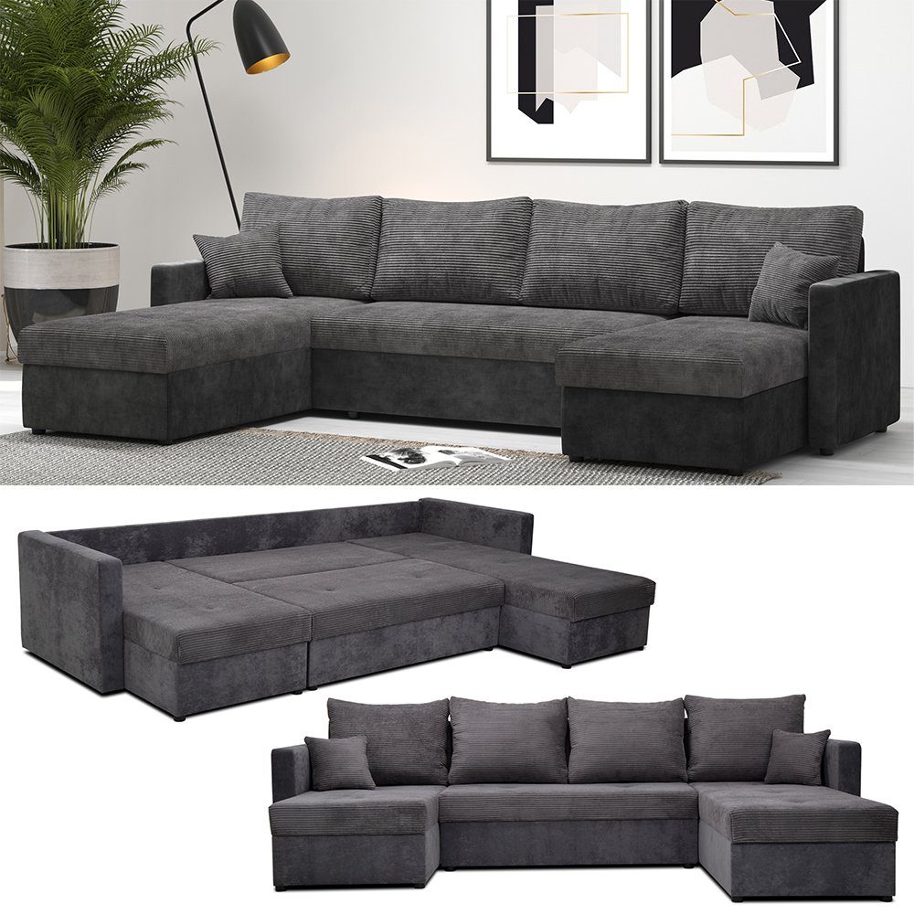VitaliSpa® Ecksofa, Dunkelgrau/Hellgrau, 290 x 185 günstig online kaufen