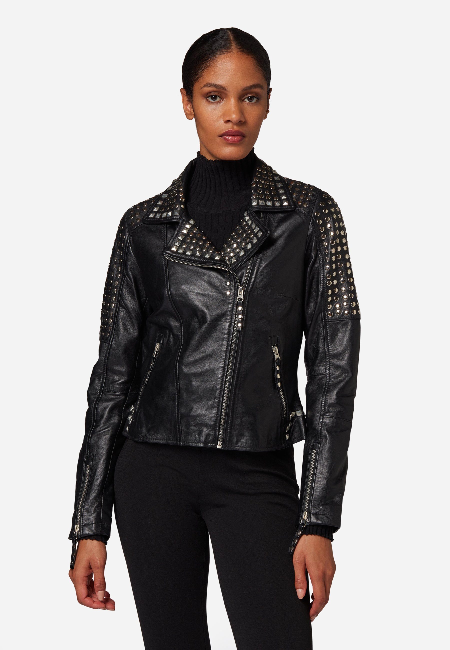 RICANO Lederjacke Studd Hochwertiges Lamm-Nappa-Leder günstig online kaufen