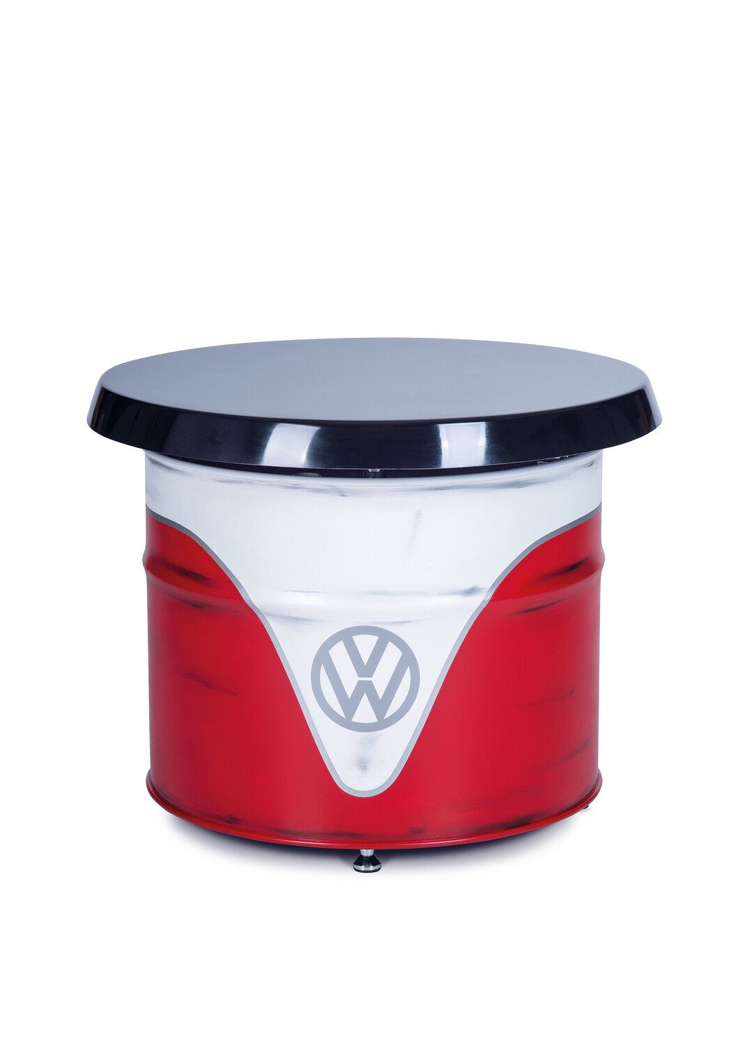 weiß Volkswagen Ölfass matt/ Vintage by & Beistelltisch pflegeleichter matt Rot&Weiß Collection VW Partytisch, Abstelltisch rot BRISA in