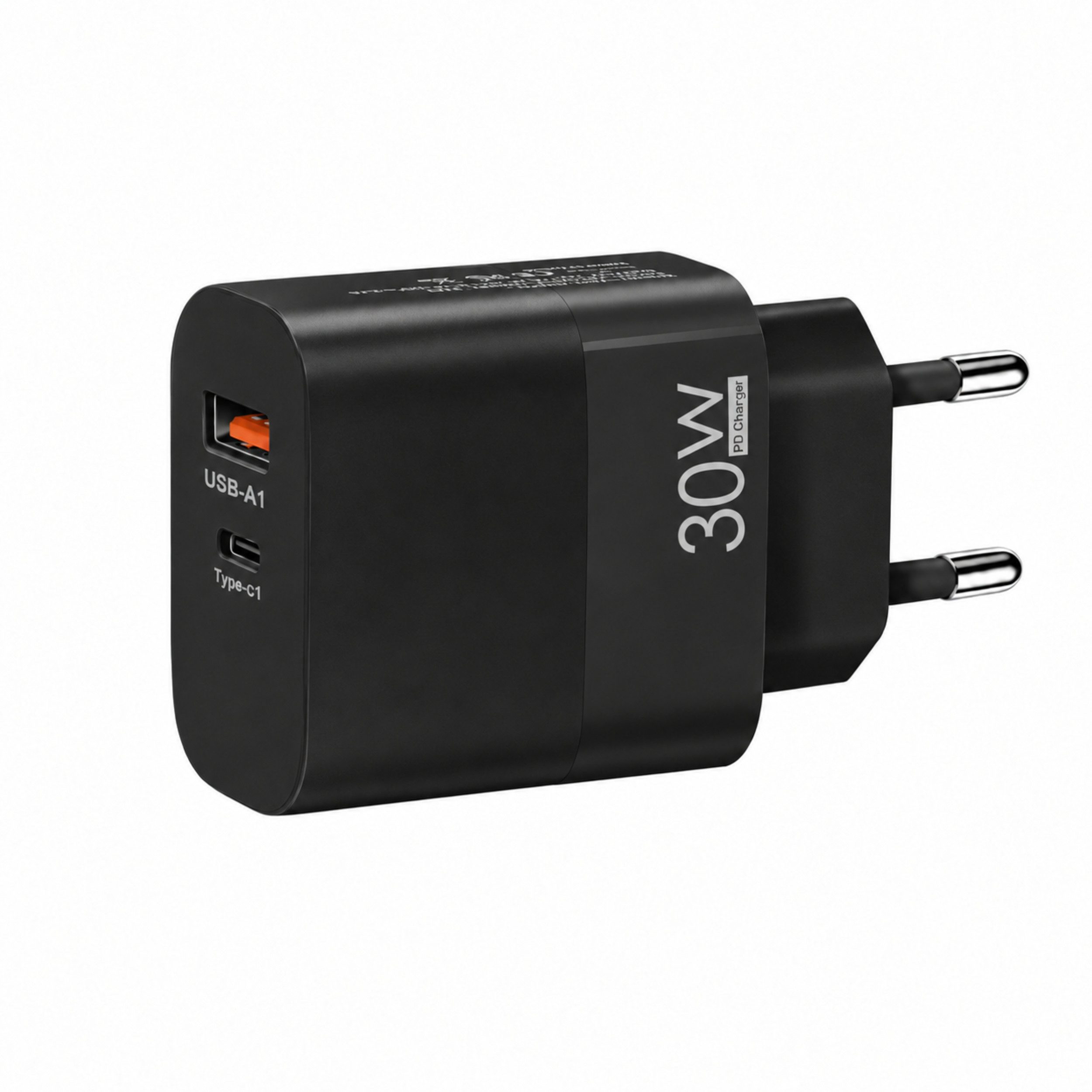 PlugUp 30W USB-C Schnellladegerät mit USB-C & USB-A Anschluss für Smartphones Smartphone-Ladegerät (3300 mA, Universelles Schnellladegerät für Smartphone, Tablet & USB-C-Geräte)