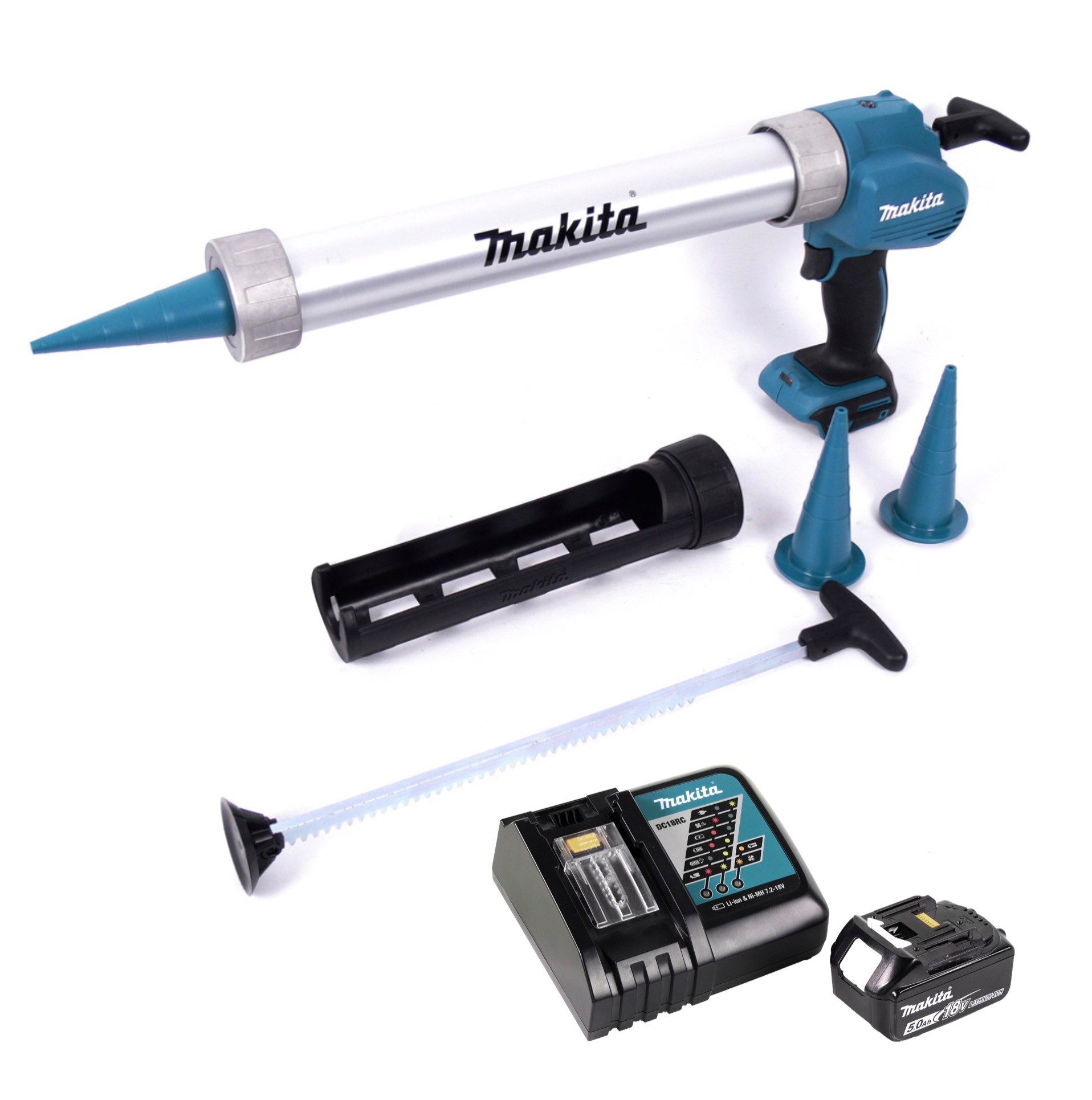Makita Akku-Kartuschenpistole DCG 180 RT1X Akku Kartuschenpistole 18 V 300 / 600 ml + 1x Akku 5,0